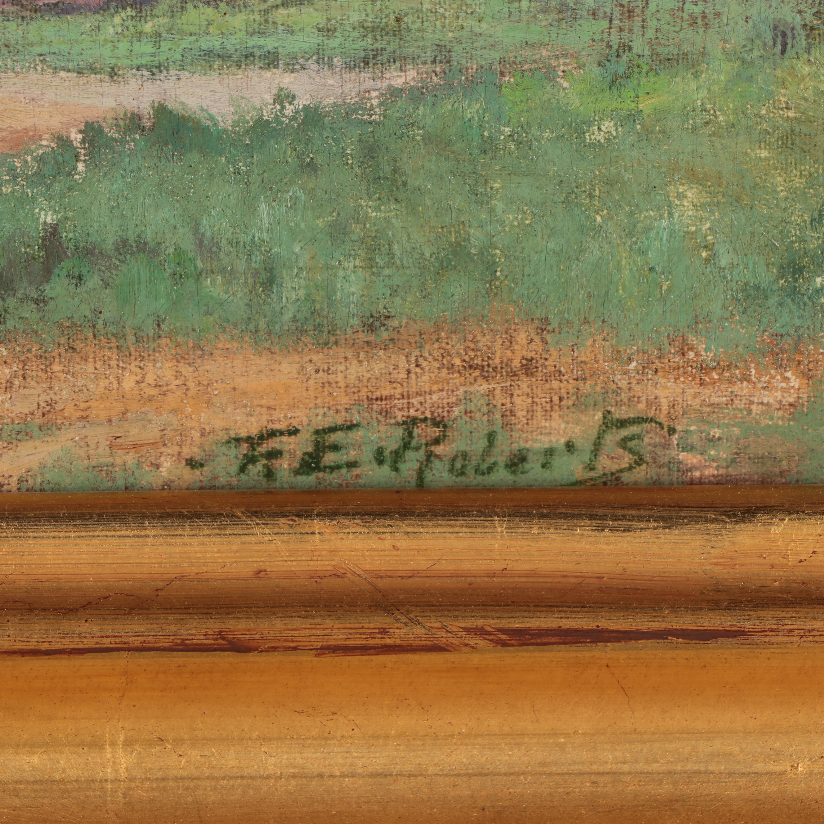 Frederick Roberts Landscape Oil Painting "Newton Highlands," Early 20th Century