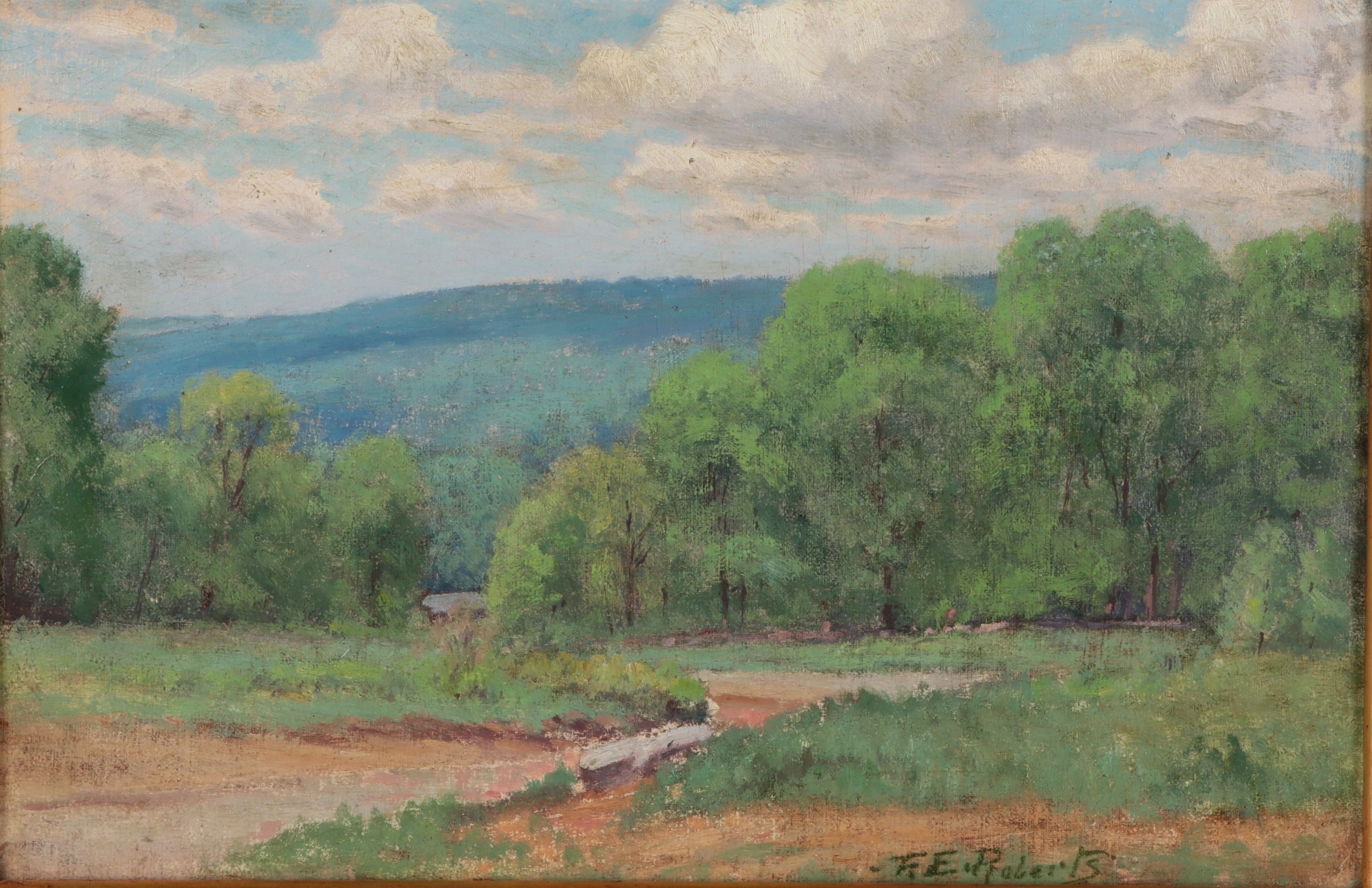 Frederick Roberts Landscape Oil Painting "Newton Highlands," Early 20th Century