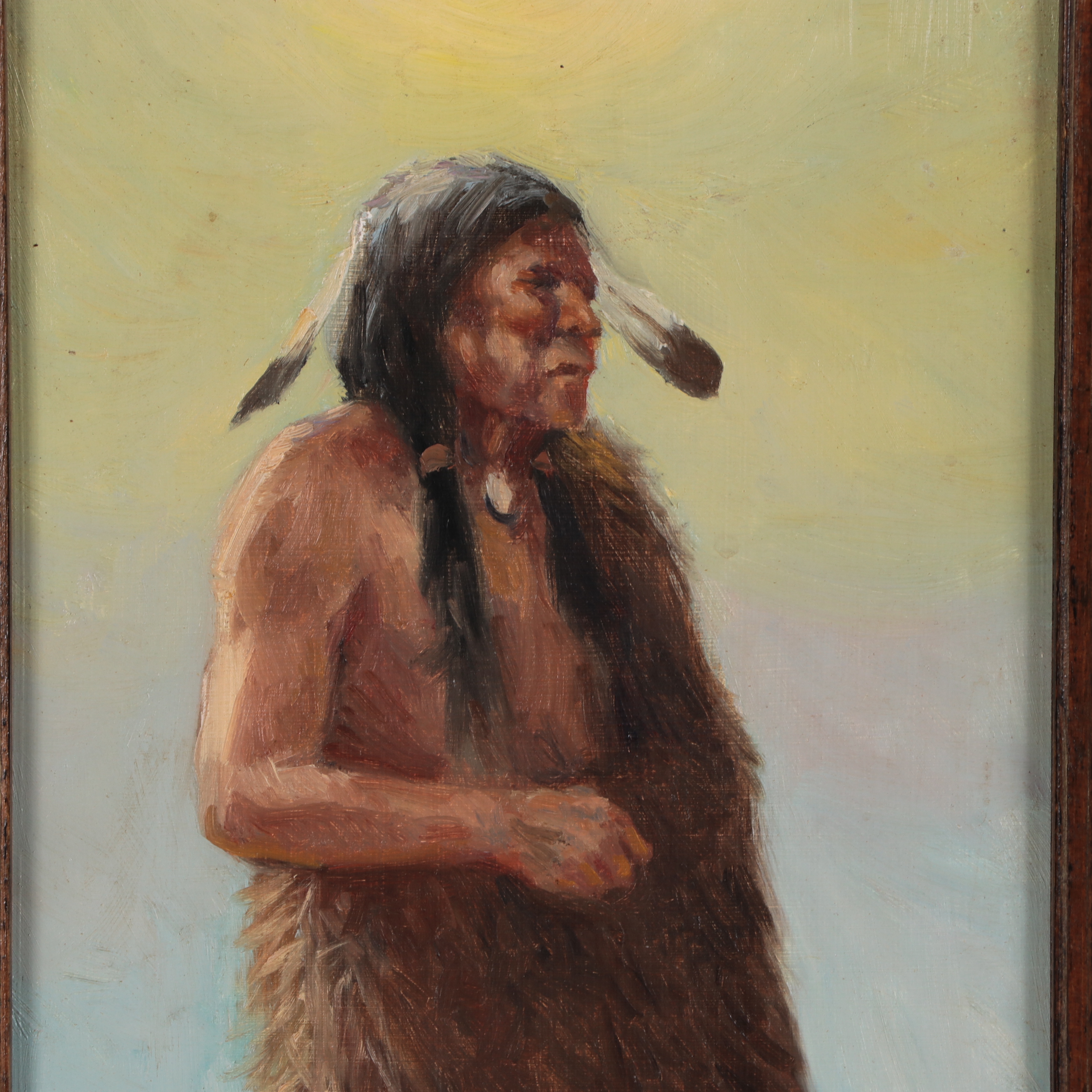 Olaf Palm Oil Portrait of Native American Elder, Late 20th Century