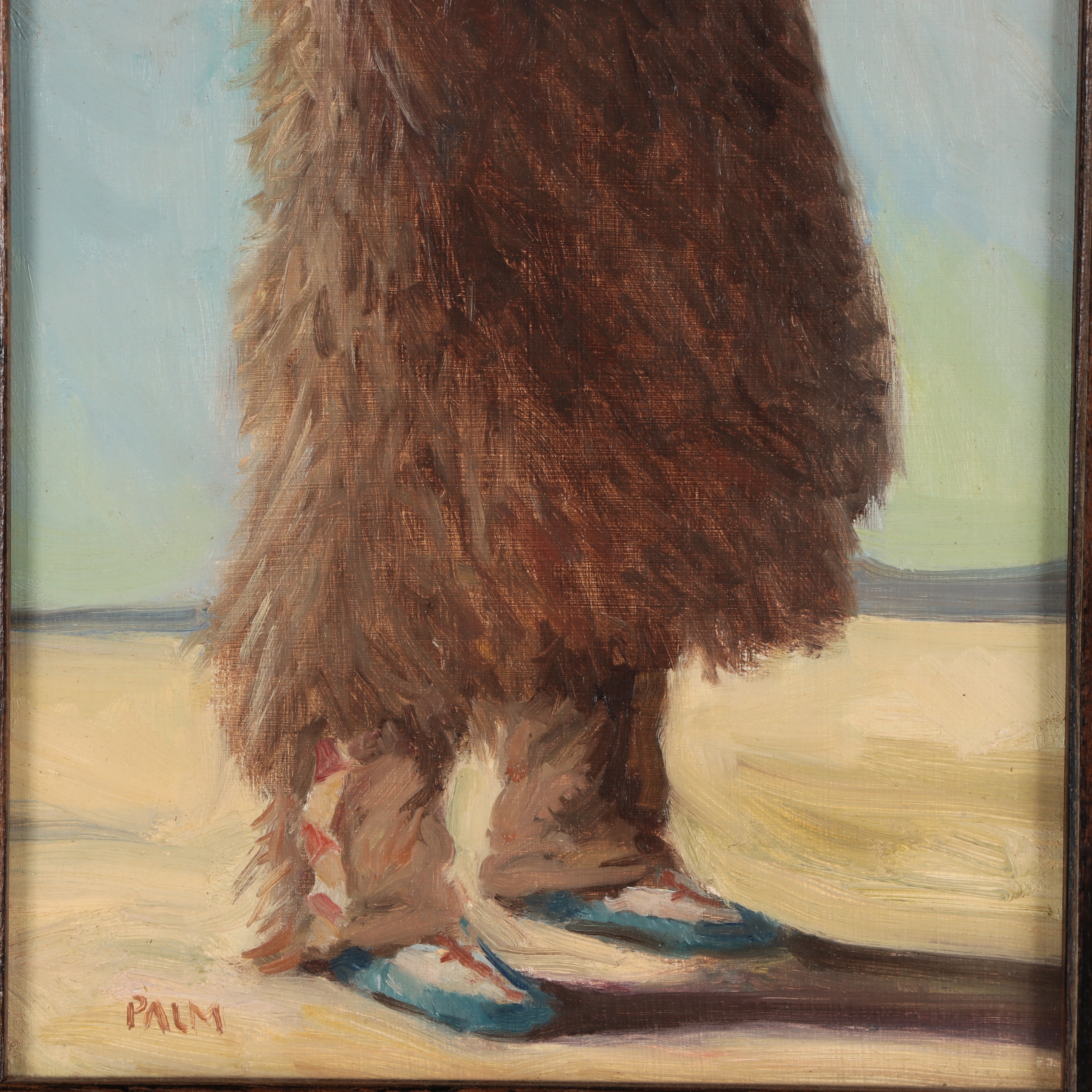 Olaf Palm Oil Portrait of Native American Elder, Late 20th Century