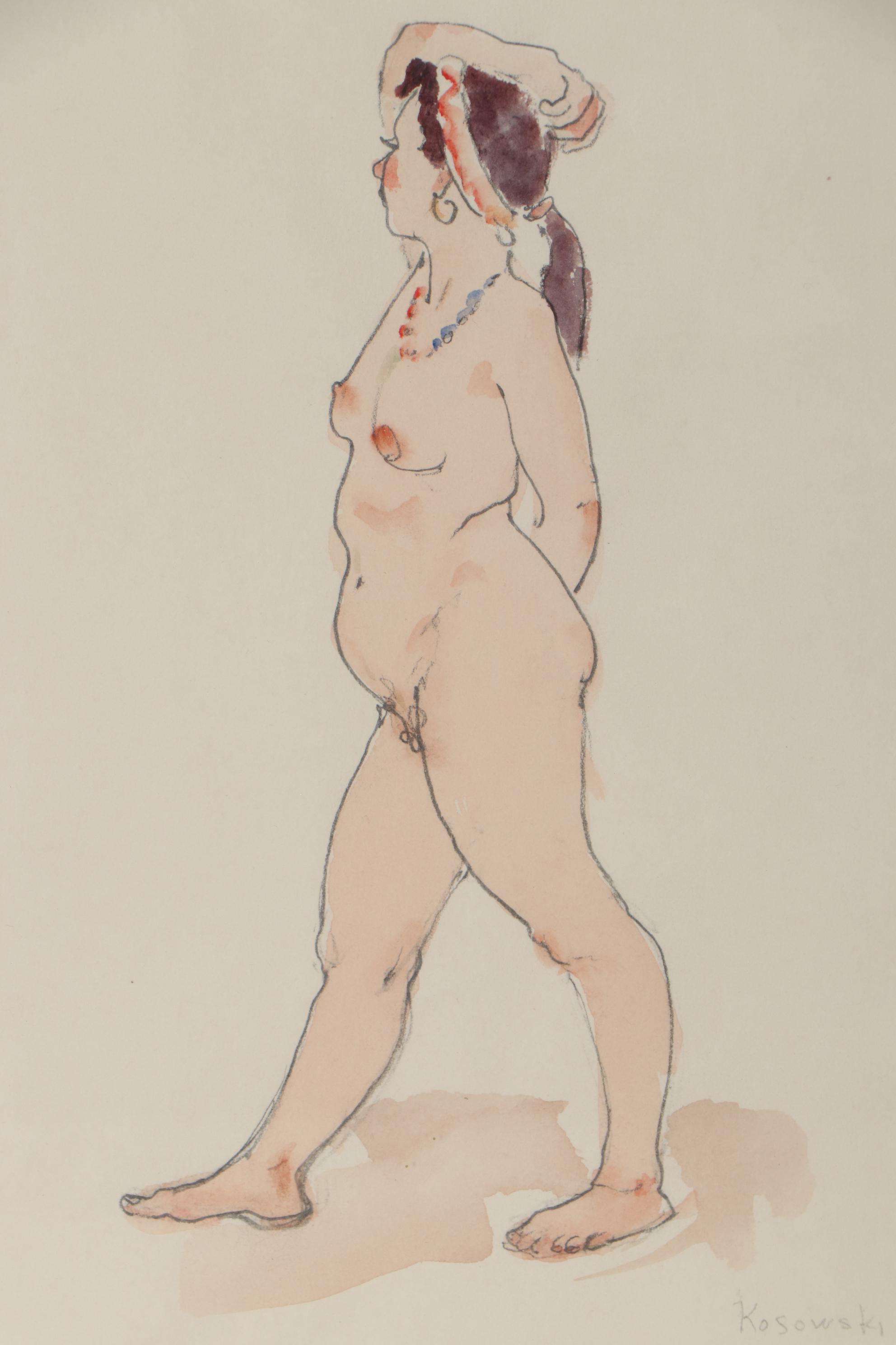 Mary Kosowski Drawing of Standing Nude, Circa 2000