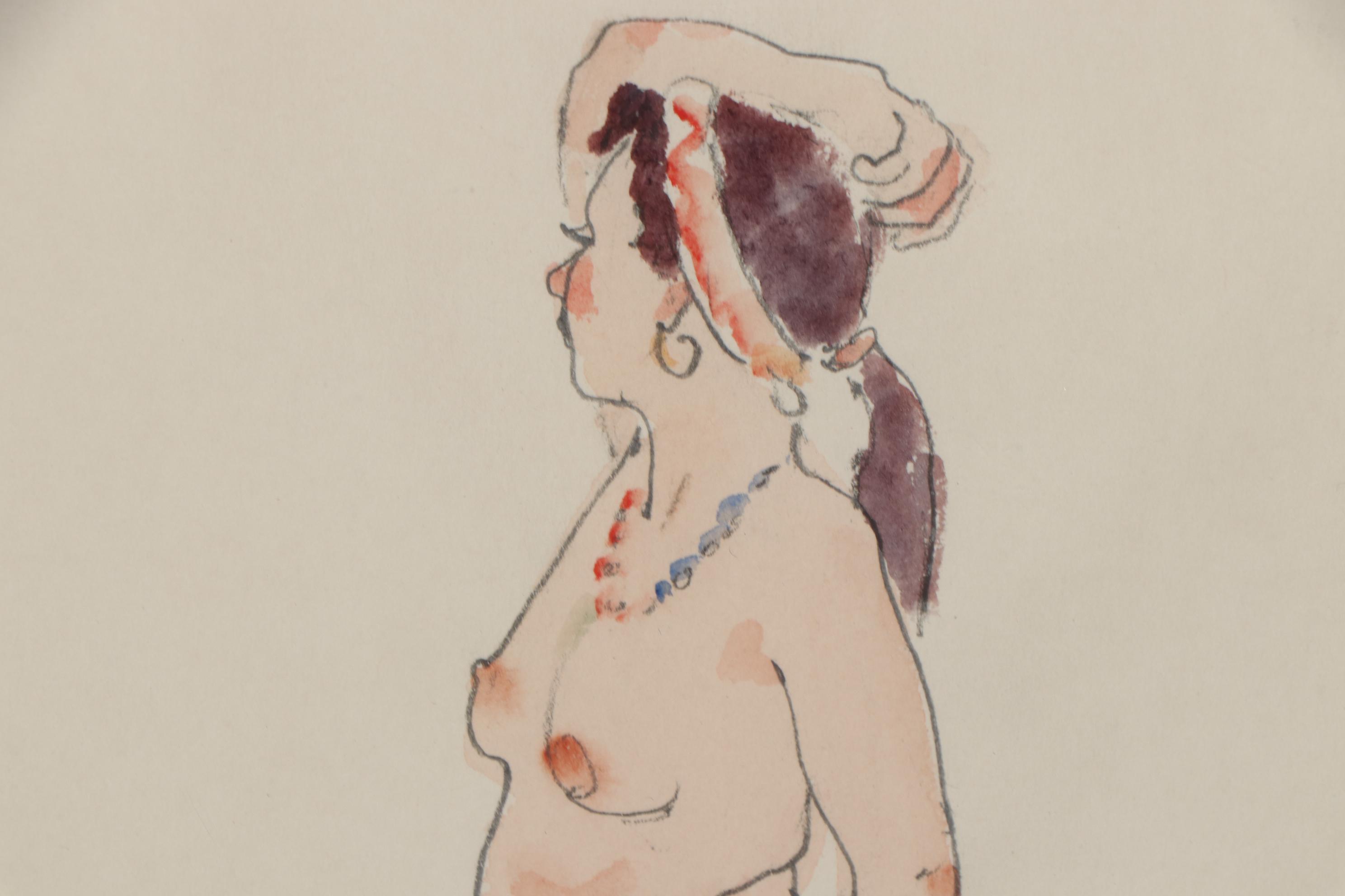 Mary Kosowski Drawing of Standing Nude, Circa 2000
