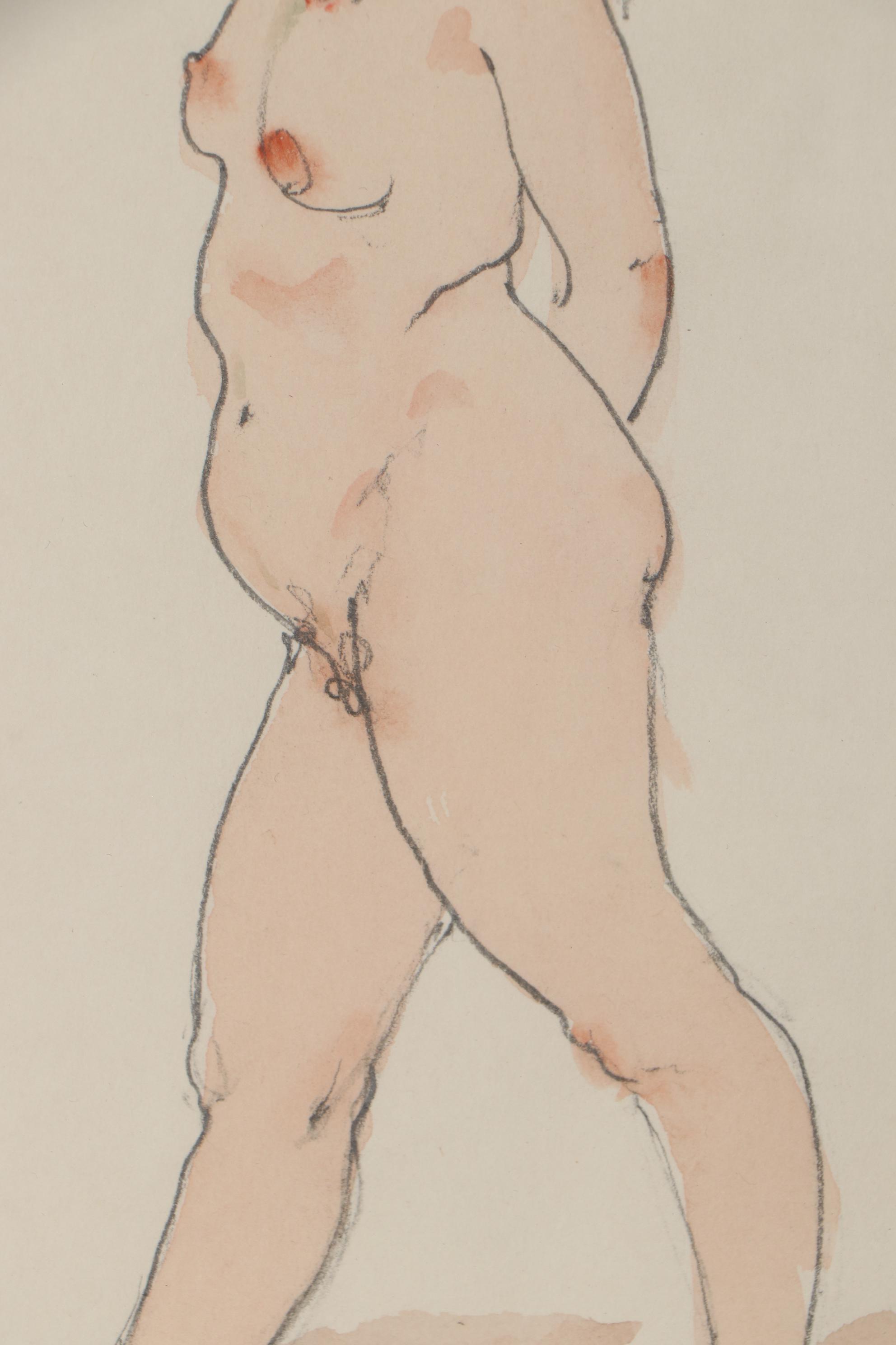 Mary Kosowski Drawing of Standing Nude, Circa 2000