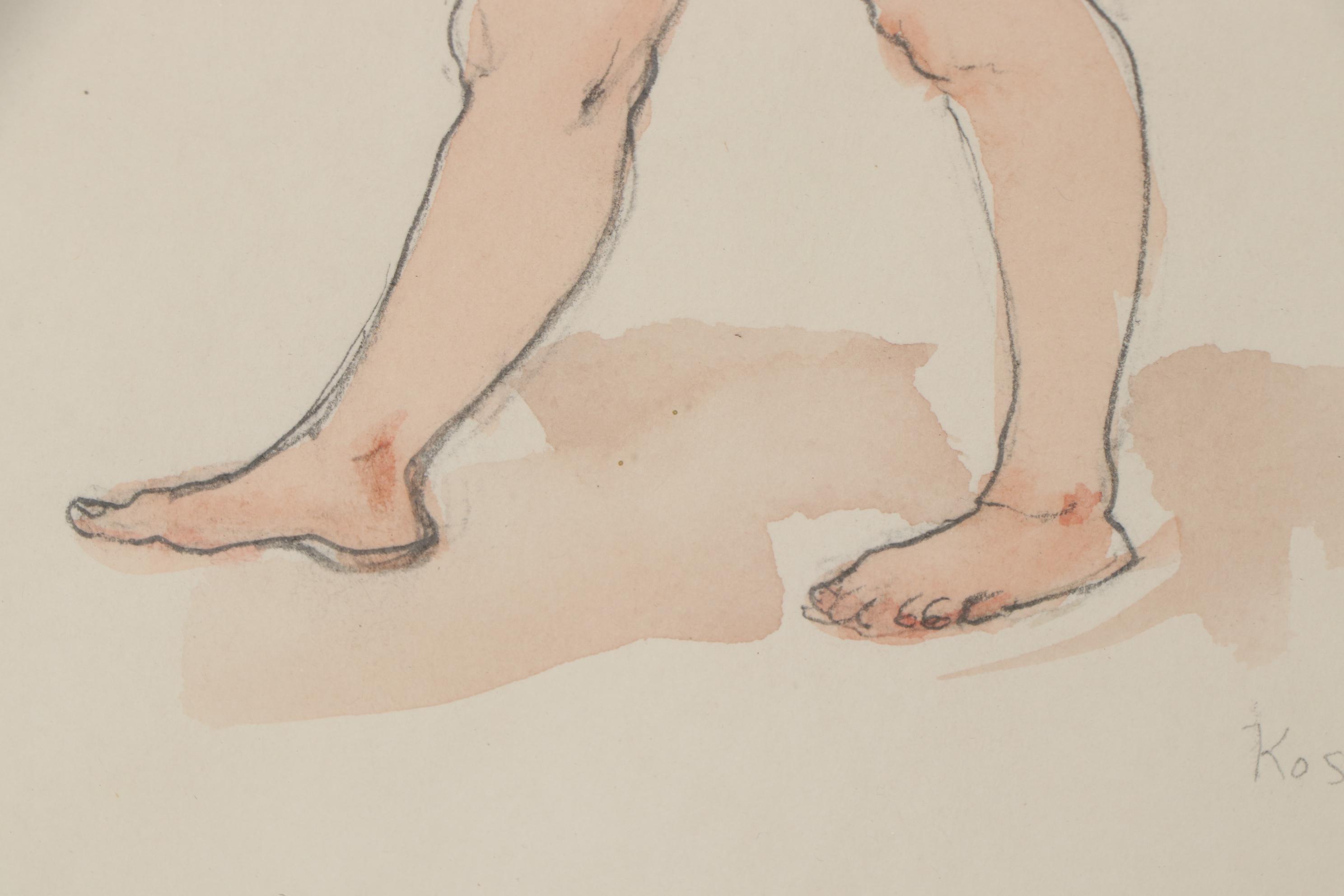 Mary Kosowski Drawing of Standing Nude, Circa 2000