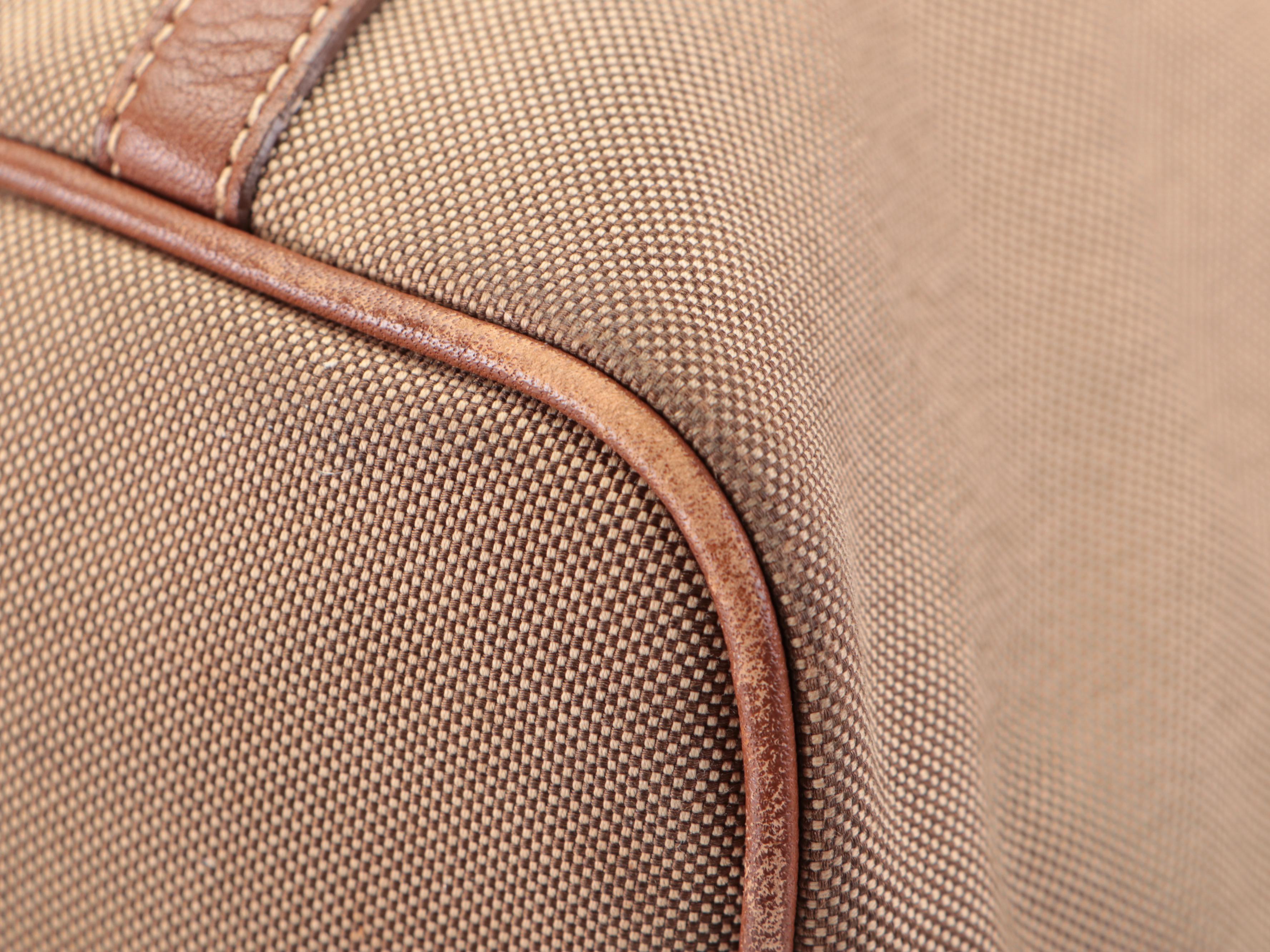 Prada Corda/Brandy Logo Jacquard Canvas and Leather Large Tote Bag