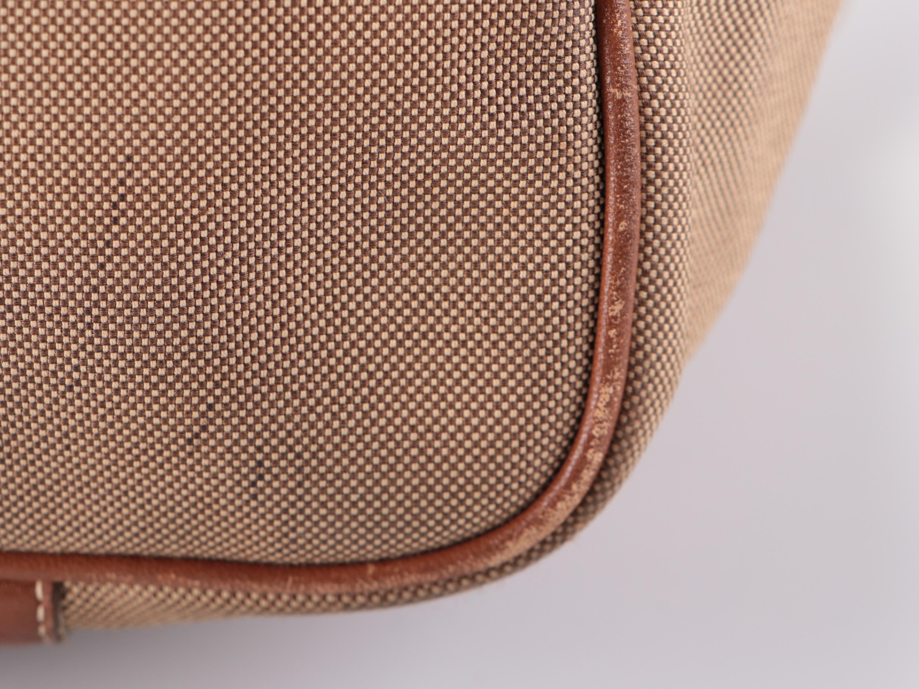 Prada Corda/Brandy Logo Jacquard Canvas and Leather Large Tote Bag