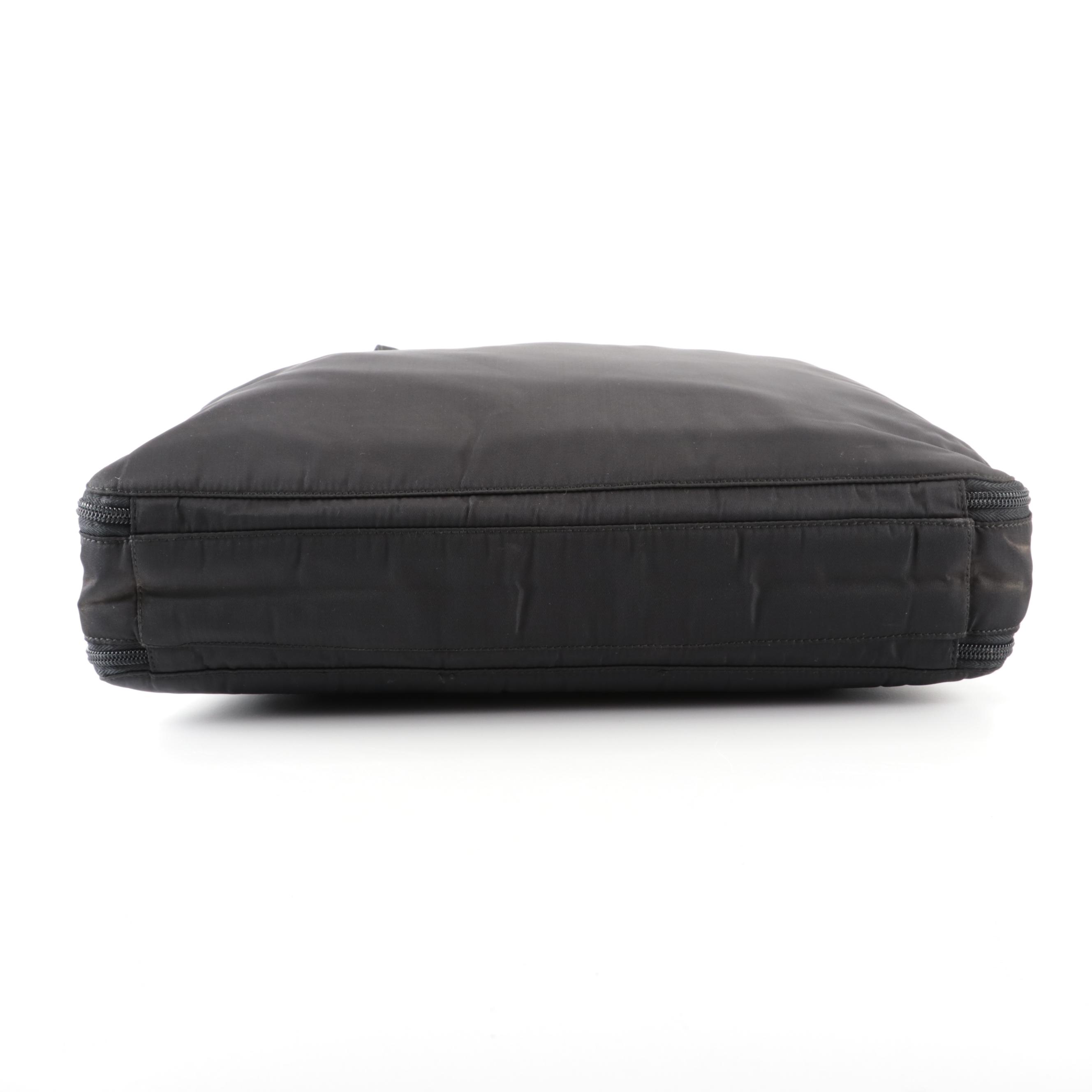 Prada Accordion-Style Zip Around Work Bag in Black Tessuto Nylon