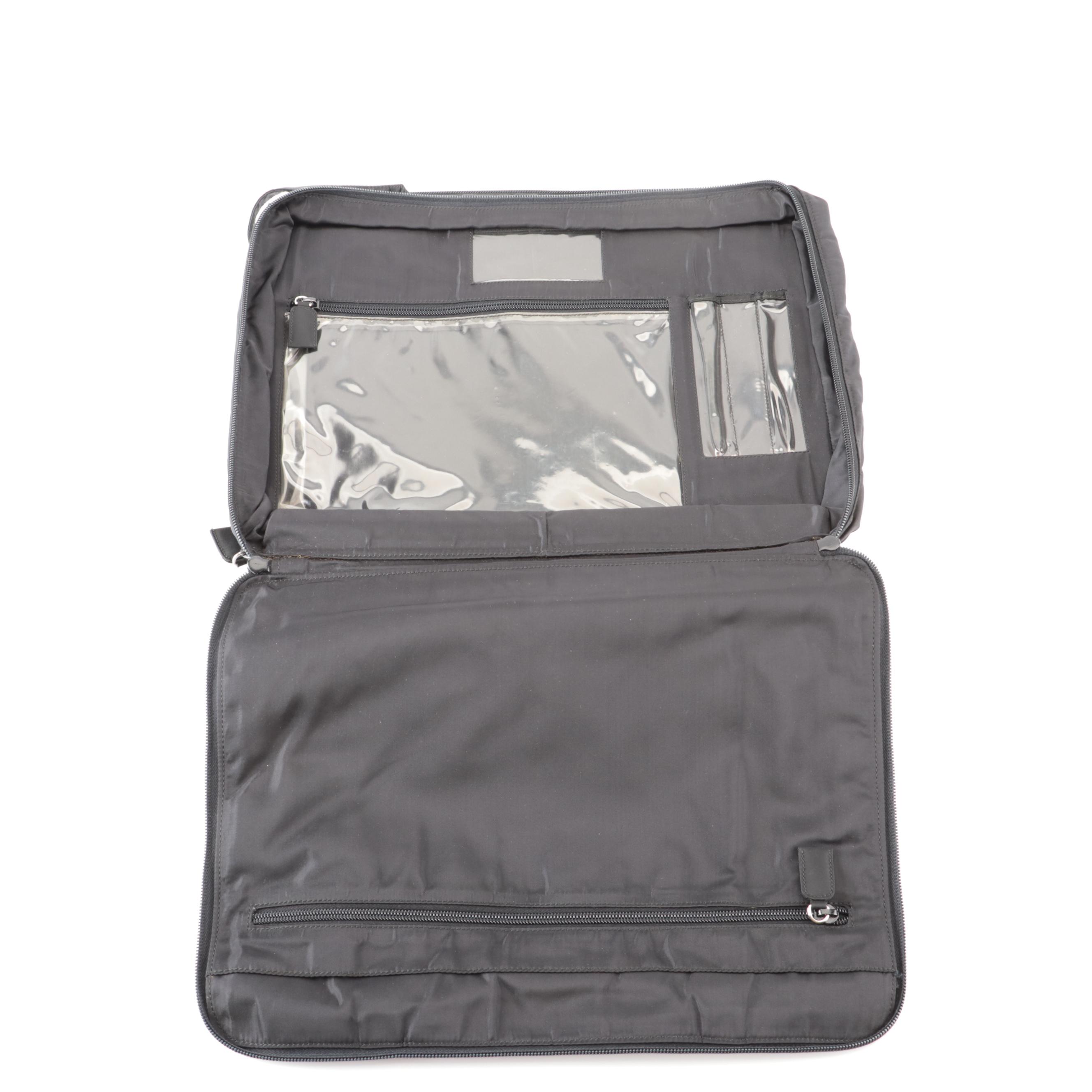 Prada Accordion-Style Zip Around Work Bag in Black Tessuto Nylon