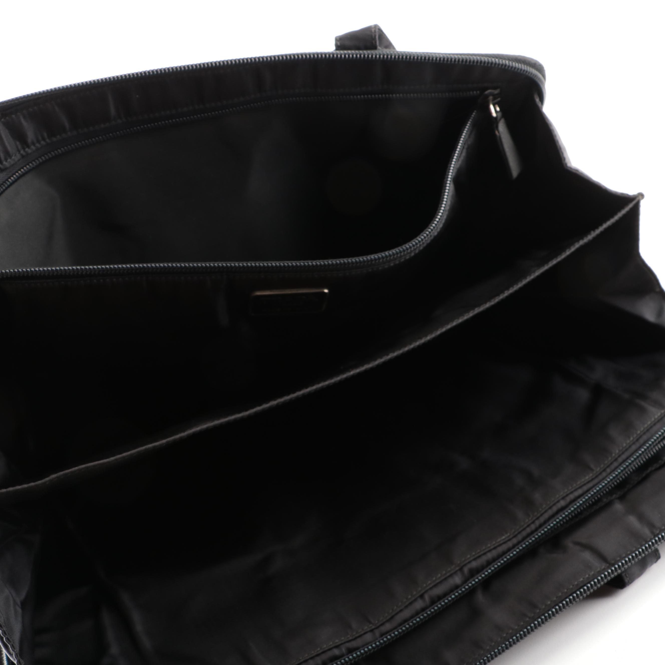 Prada Accordion-Style Zip Around Work Bag in Black Tessuto Nylon