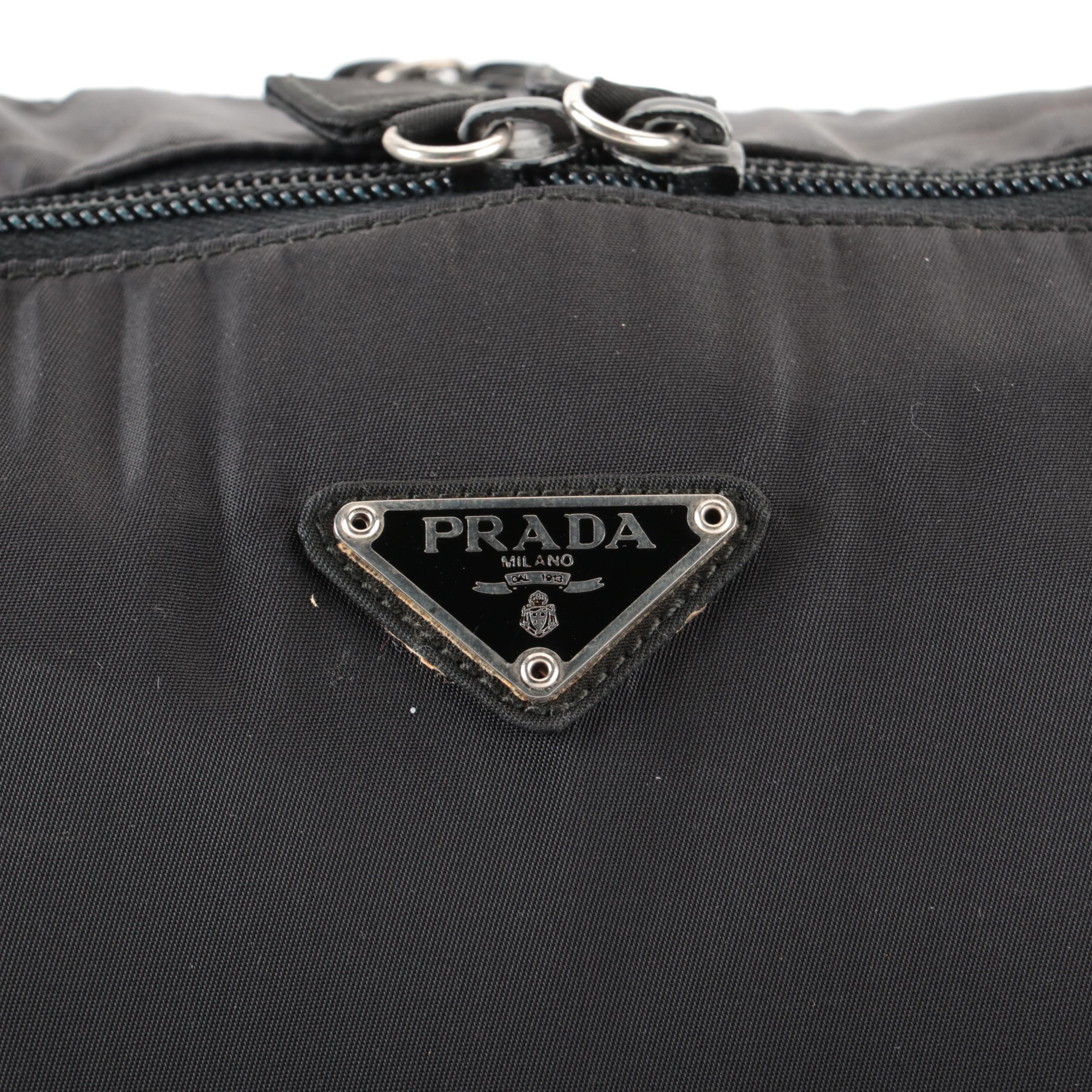 Prada Accordion-Style Zip Around Work Bag in Black Tessuto Nylon