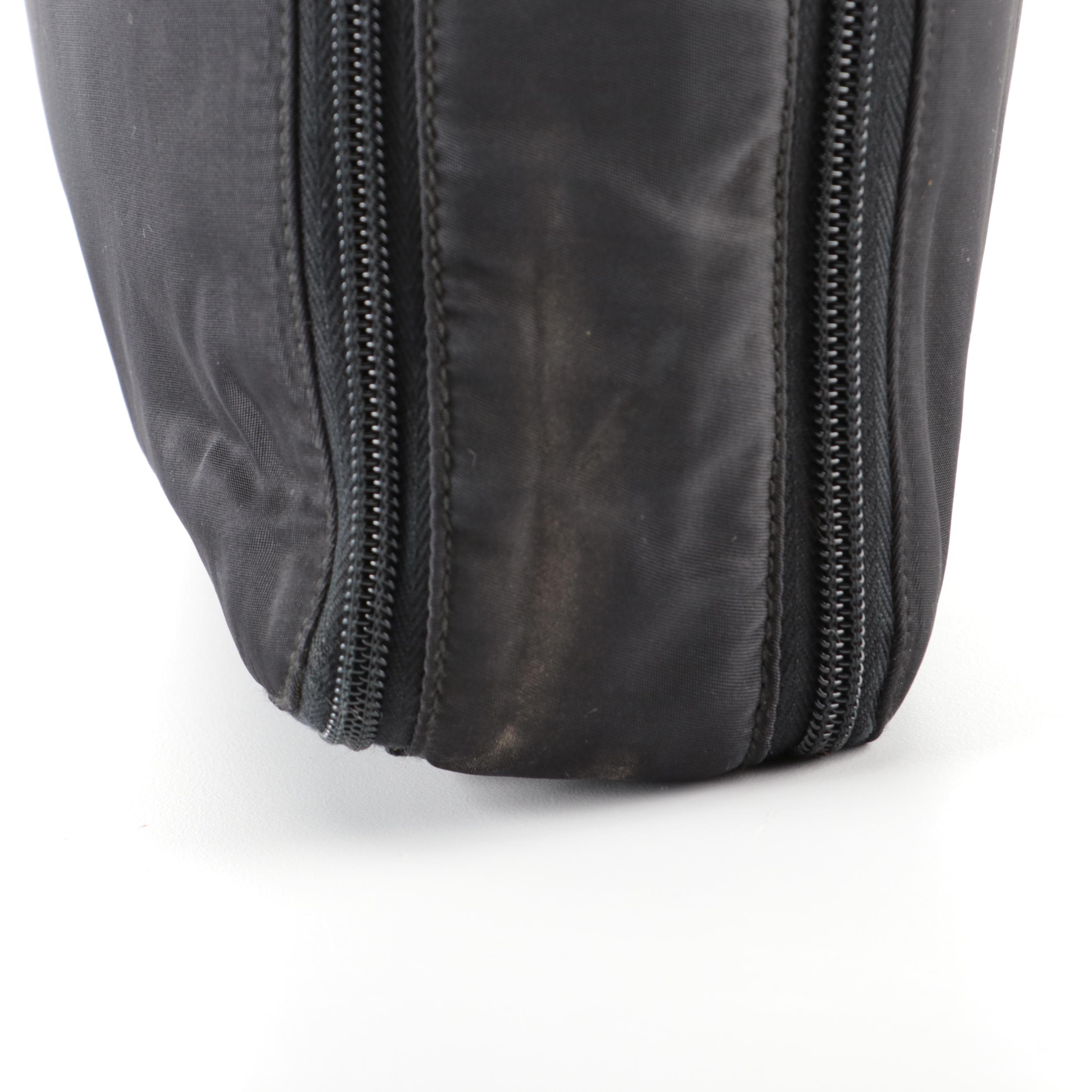 Prada Accordion-Style Zip Around Work Bag in Black Tessuto Nylon