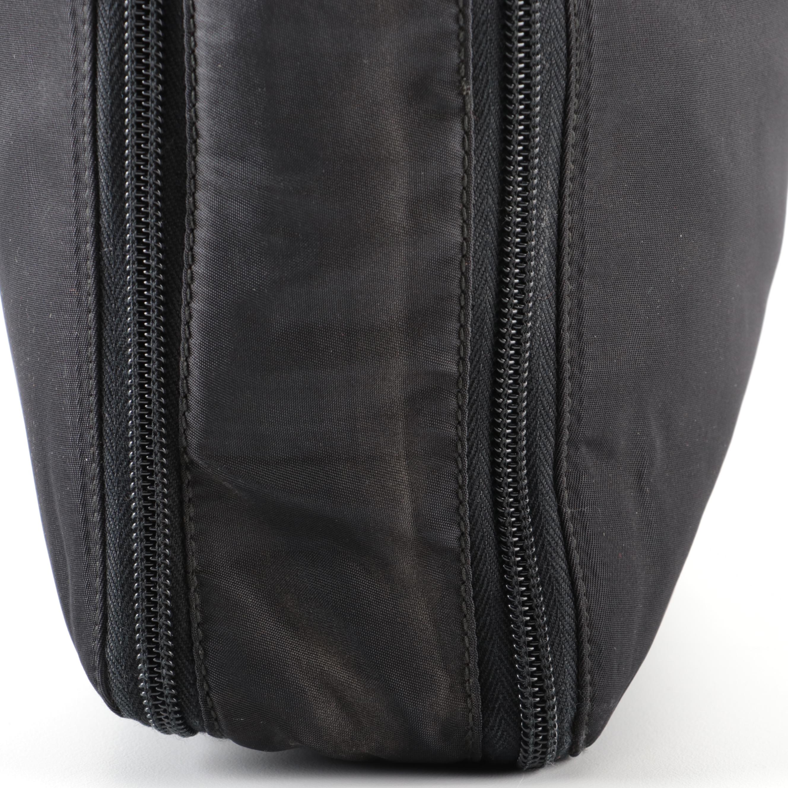 Prada Accordion-Style Zip Around Work Bag in Black Tessuto Nylon