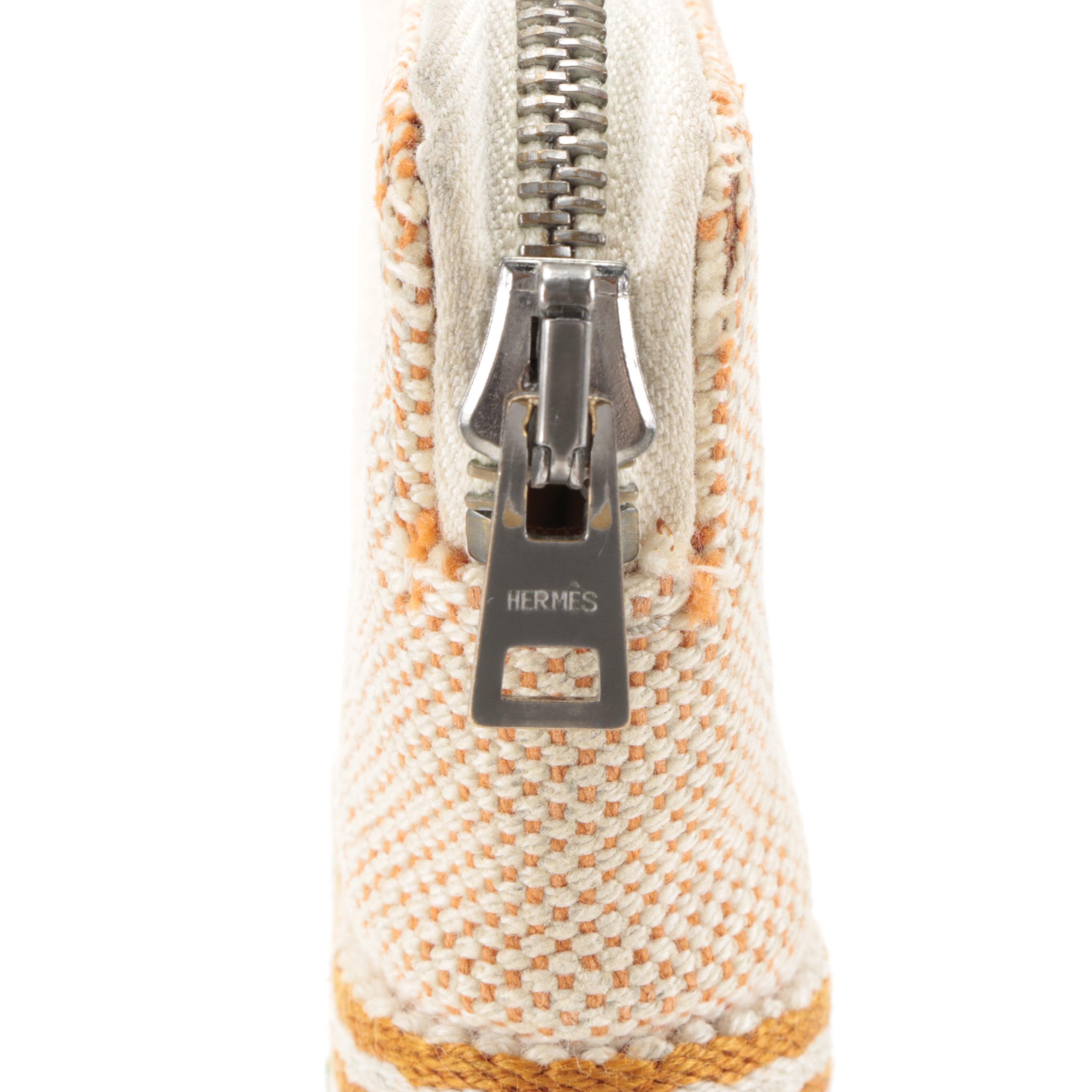 Hermès Small Zip Around Wallet in Orange Toile Canvas