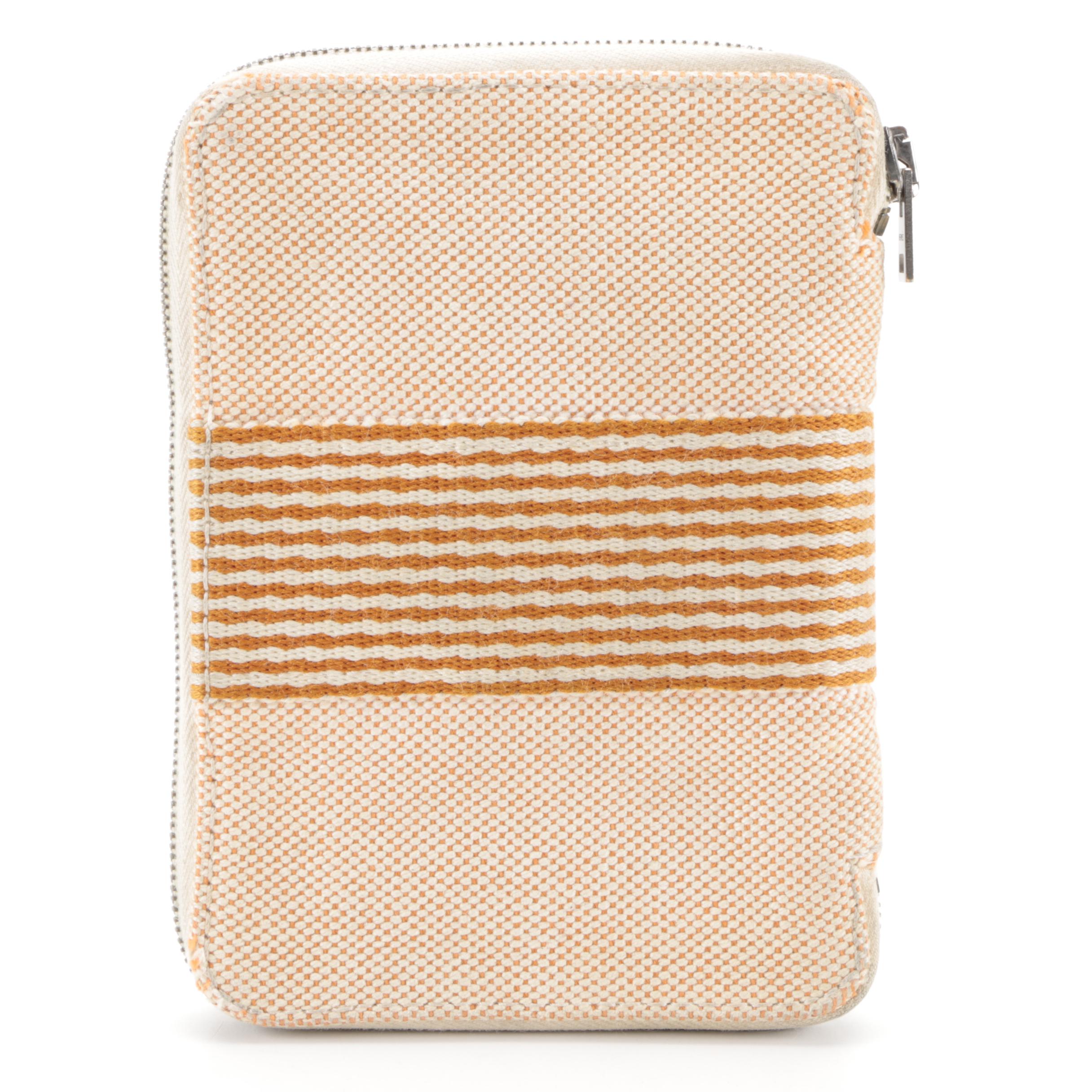 Hermès Small Zip Around Wallet in Orange Toile Canvas