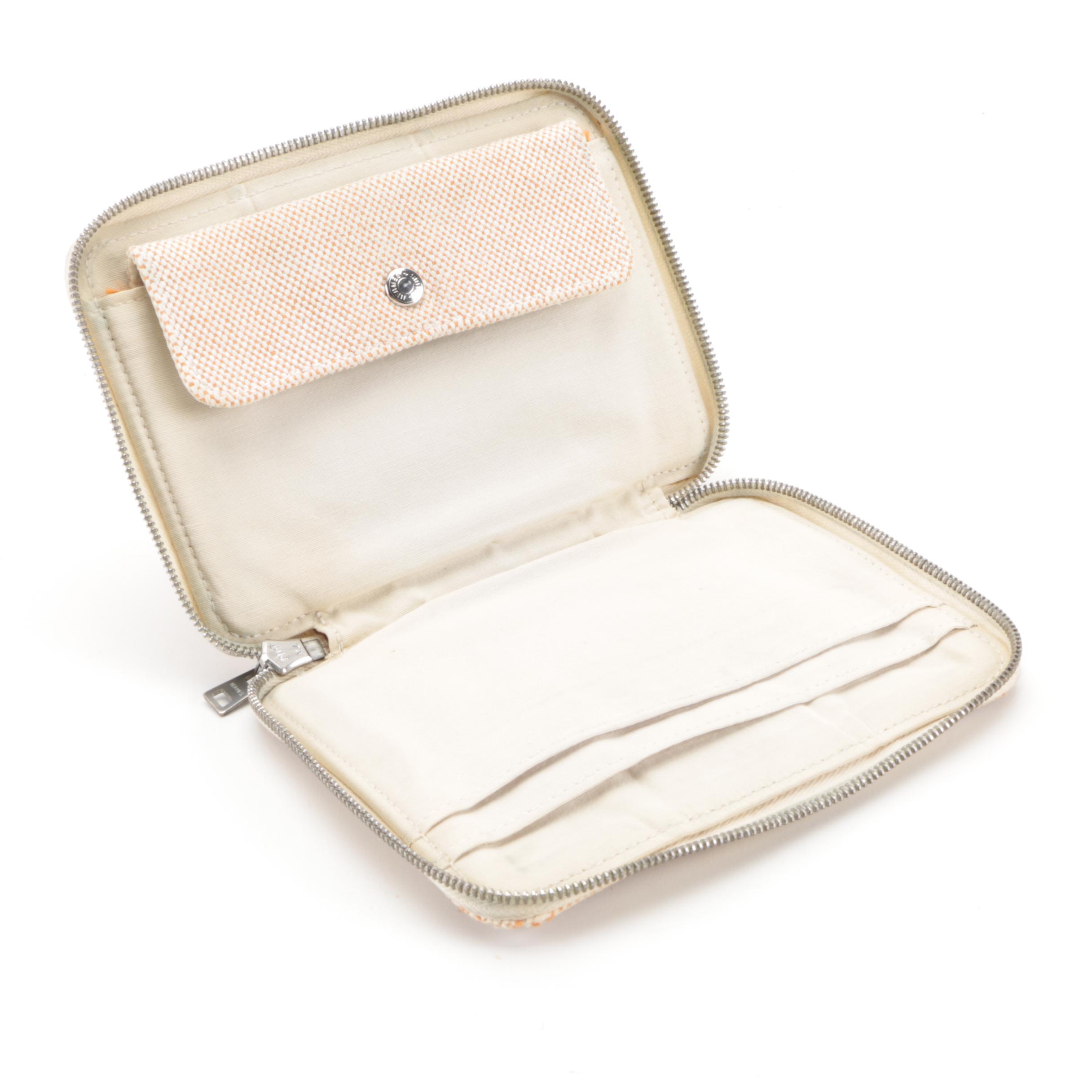 Hermès Small Zip Around Wallet in Orange Toile Canvas