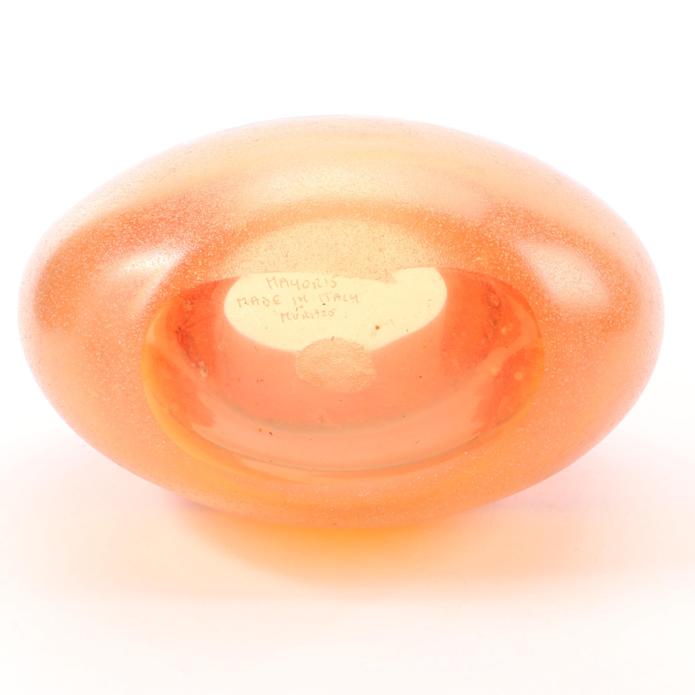 Alfredo Barbini Murano Red to Amber Scavo Vase, 1970s