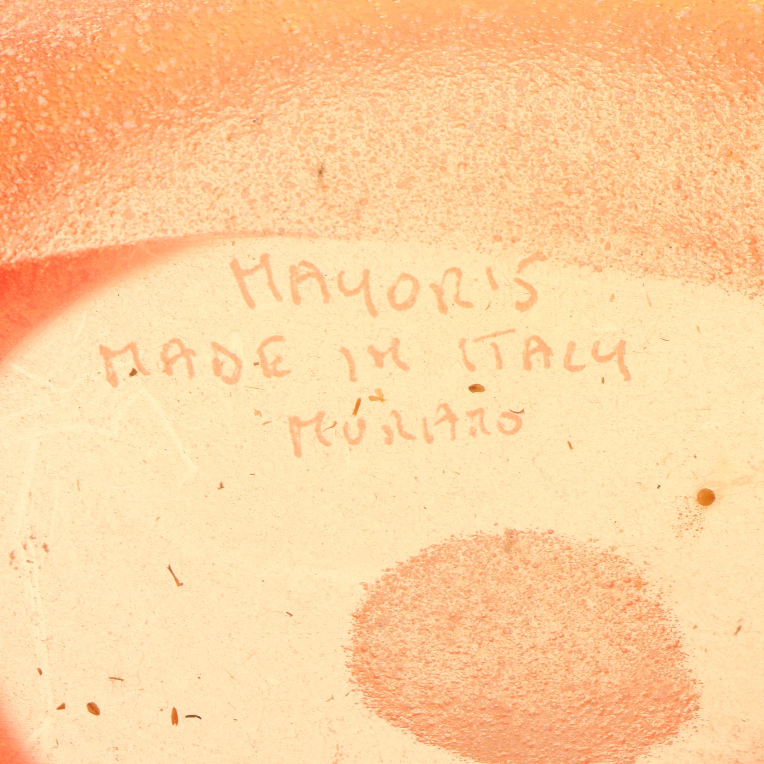 Alfredo Barbini Murano Red to Amber Scavo Vase, 1970s