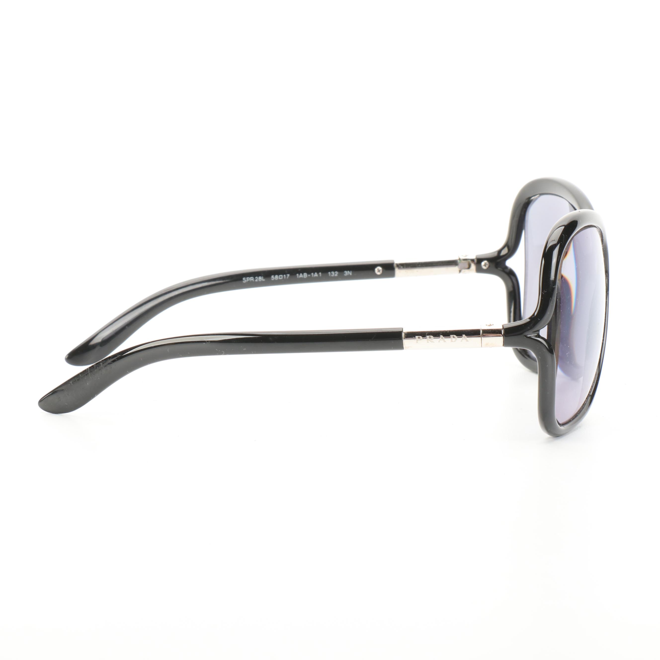 Prada Sunglasses SPR28L Oversized Butterfly Black Frame Grey Lenses with Case