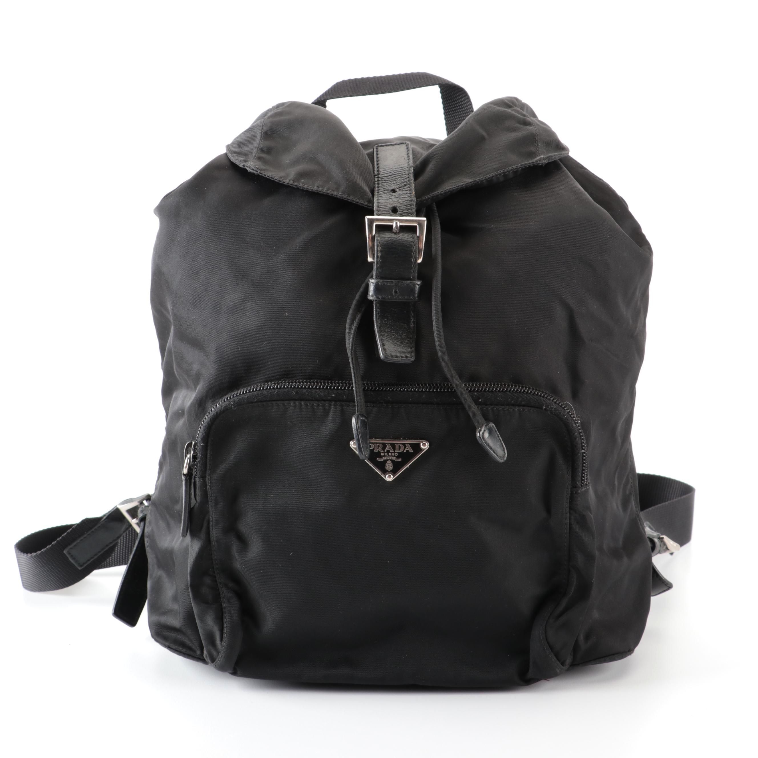 Prada Black Nylon Tessuto Backpack Purse