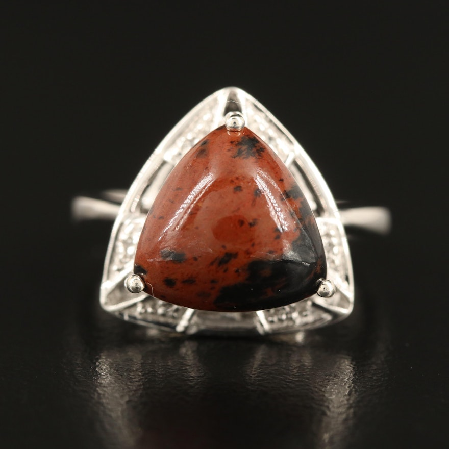 Sterling Mahogany Obsidian and Topaz Ring