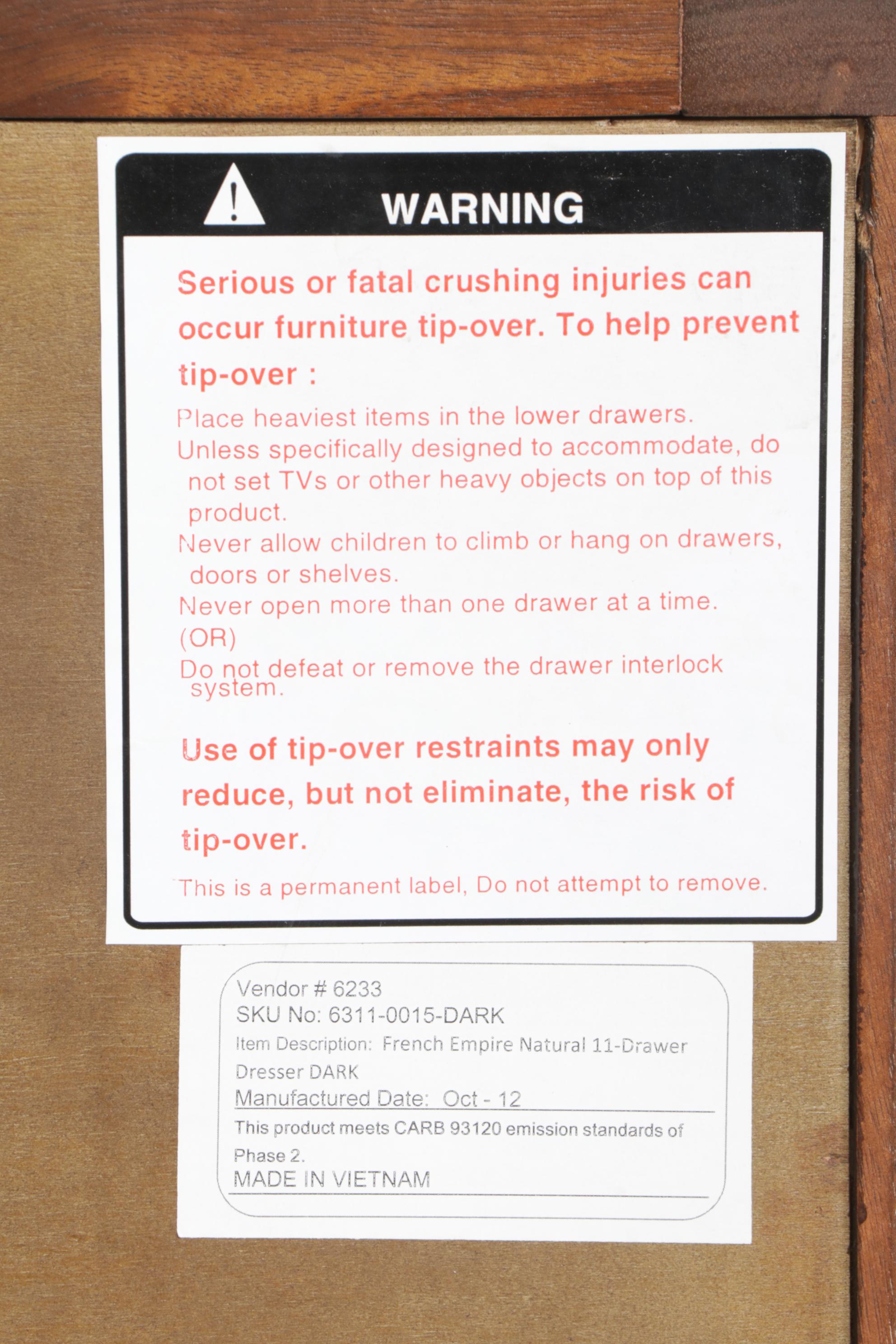 Restoration Hardware "French Empire" 11-Drawer Dresser, 21st Century