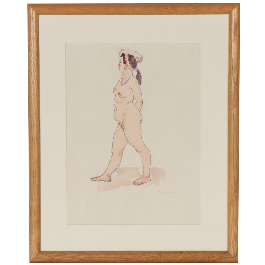 Mary Kosowski Drawing of Standing Nude, Circa 2000