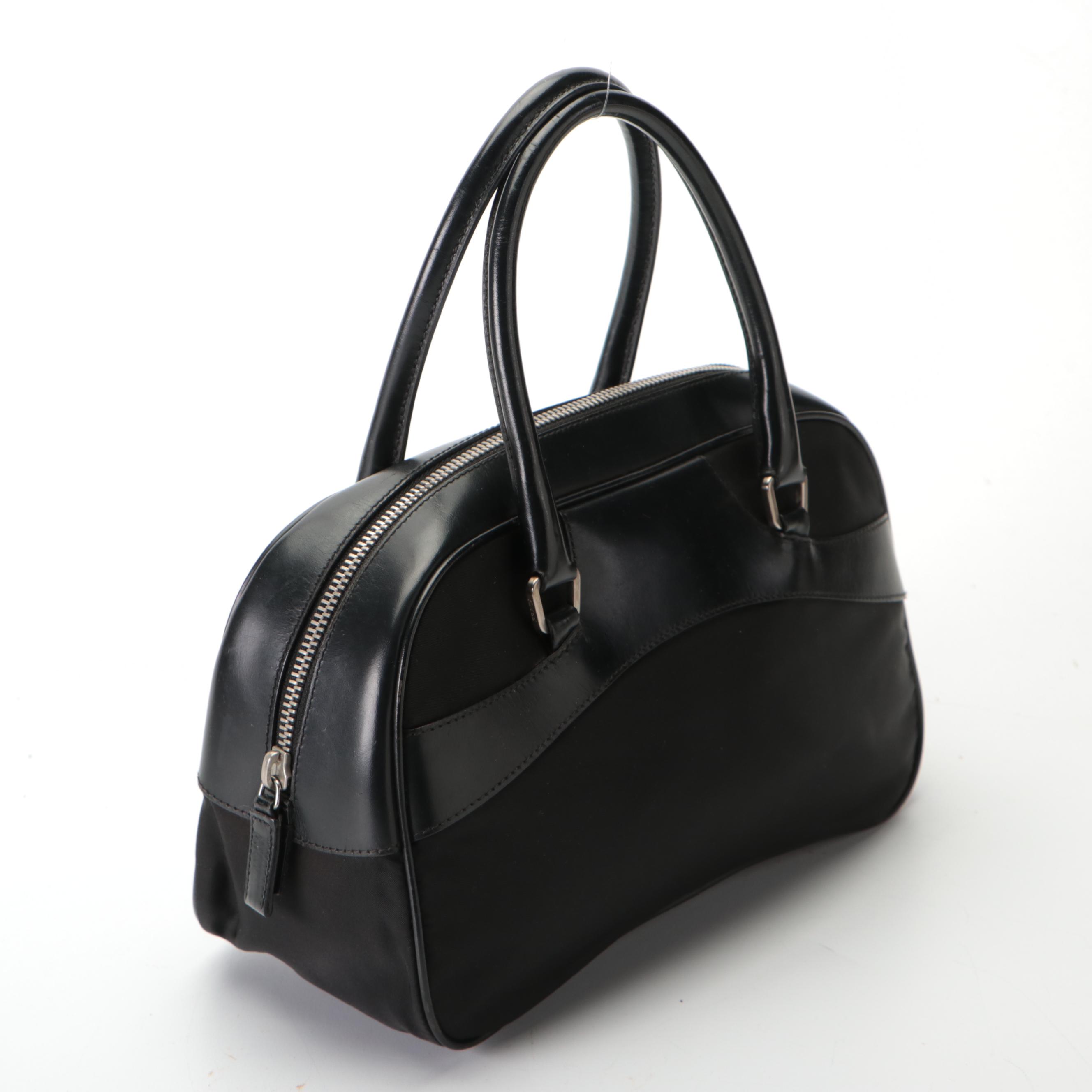 Prada Boston Bag in Black Tessuto Nylon and Leather