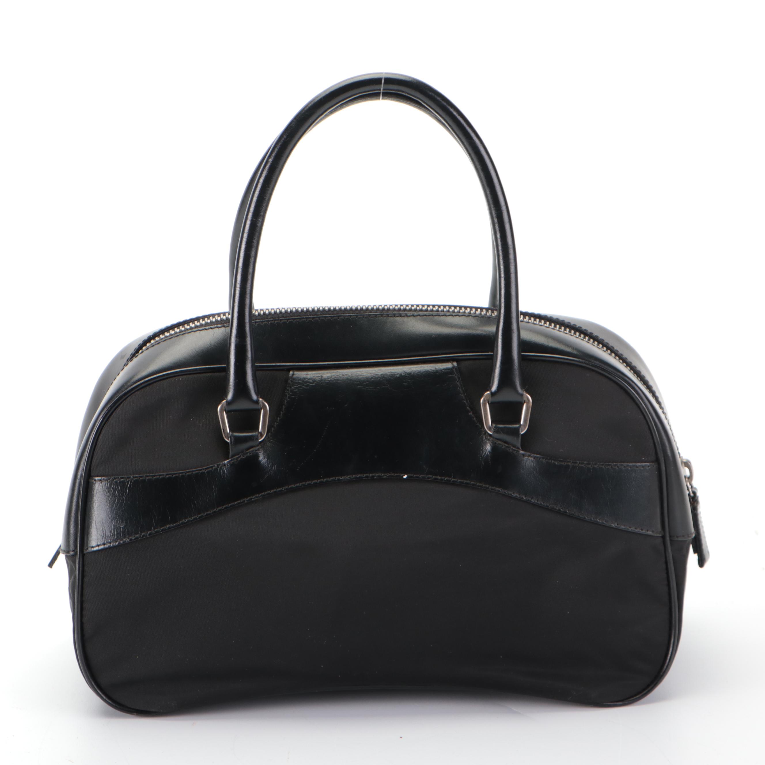 Prada Boston Bag in Black Tessuto Nylon and Leather