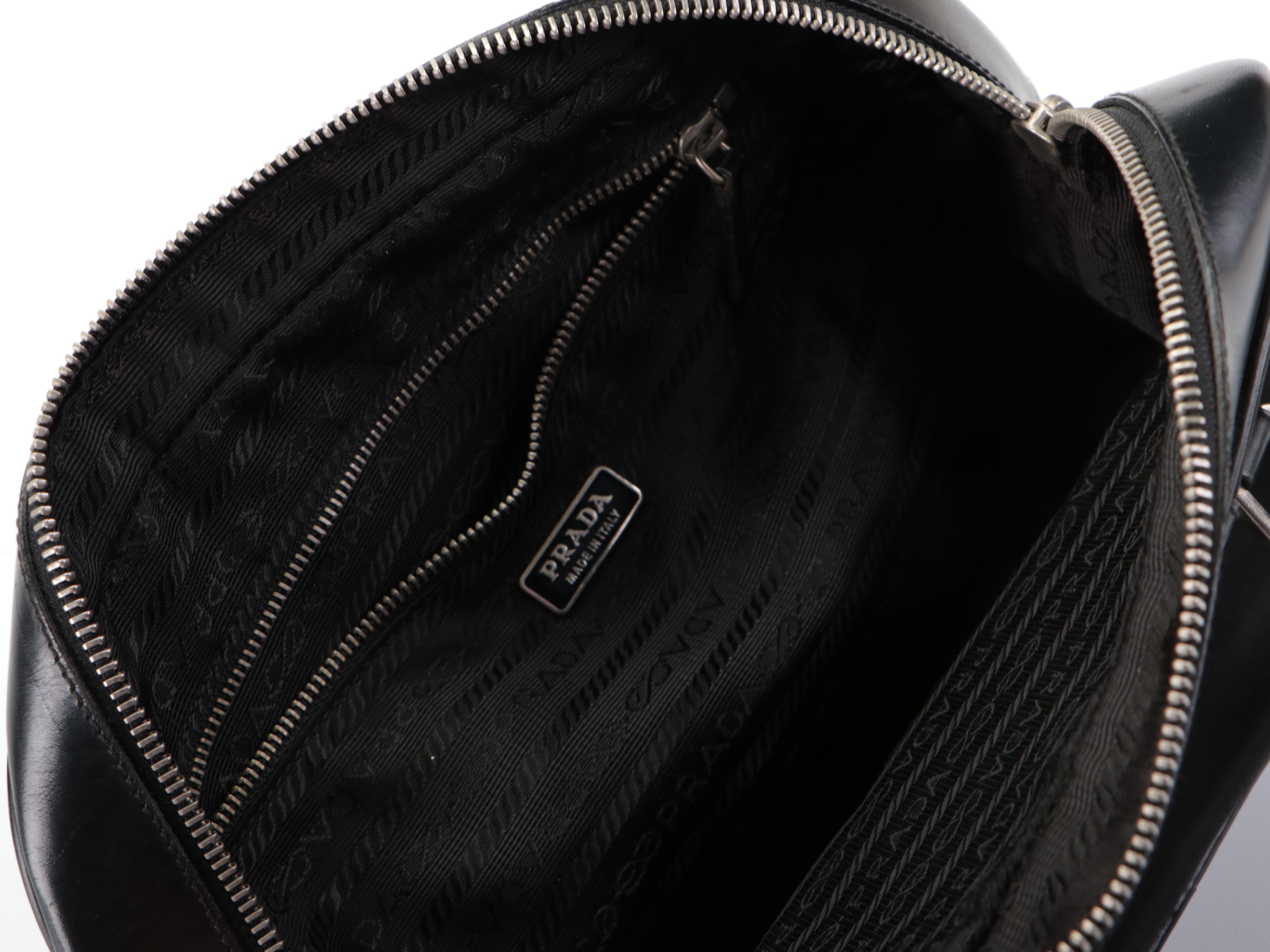 Prada Boston Bag in Black Tessuto Nylon and Leather