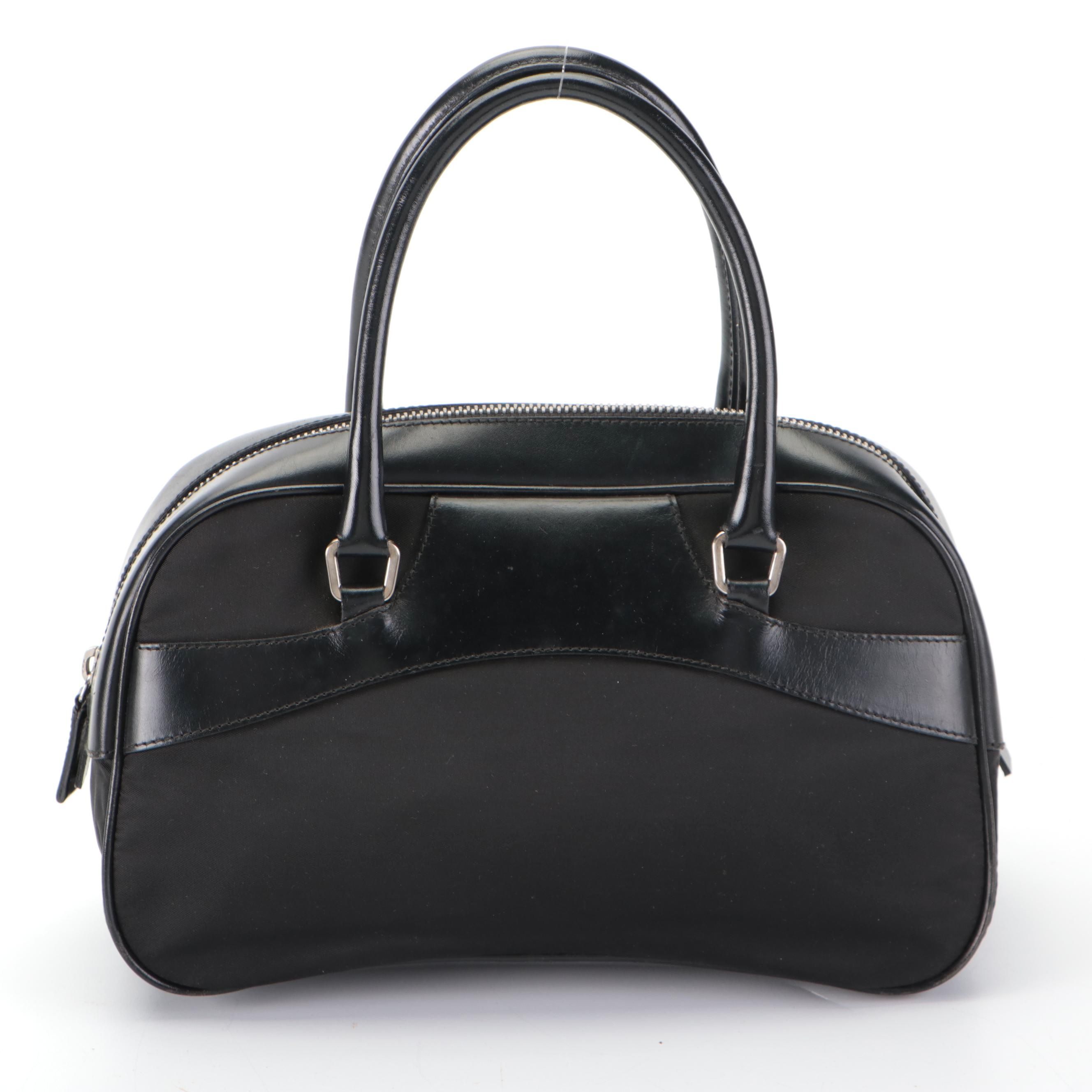 Prada Boston Bag in Black Tessuto Nylon and Leather