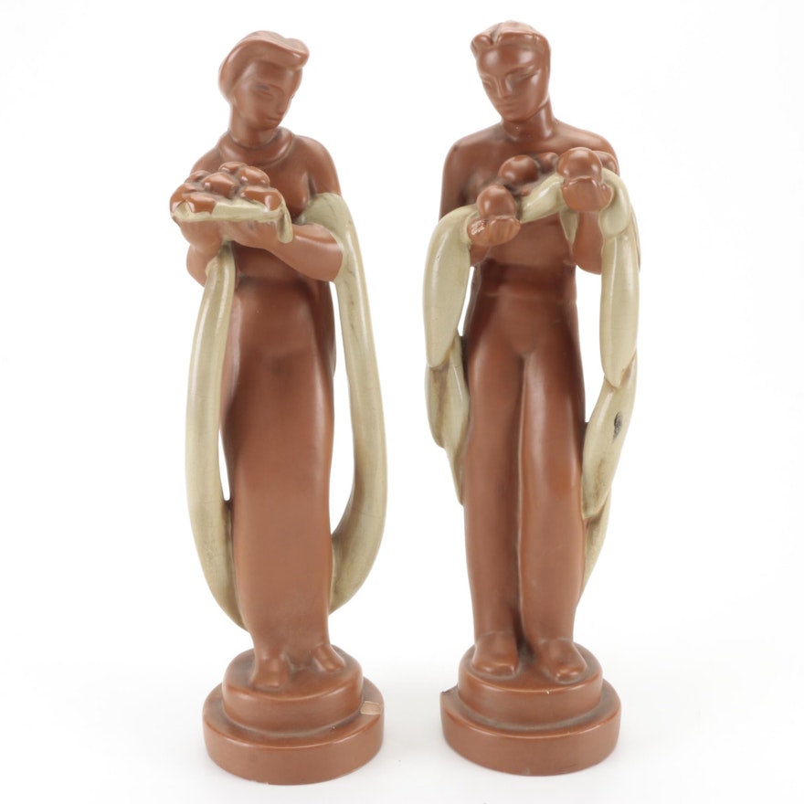 Art Deco Composition Figurines, Early to Mid 20th Century