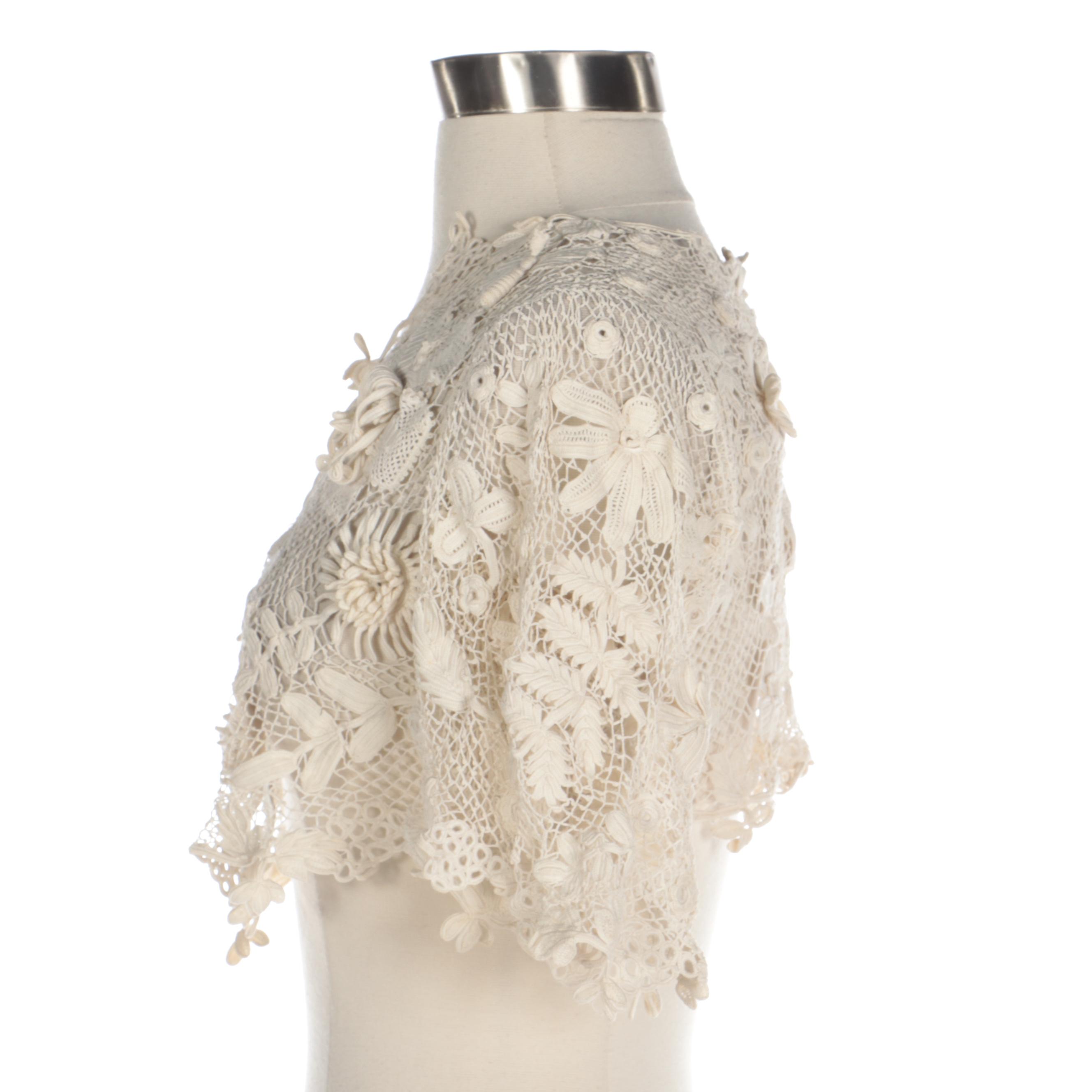 Edwardian Irish Crochet Lace Jacket with Dragonfly Accents