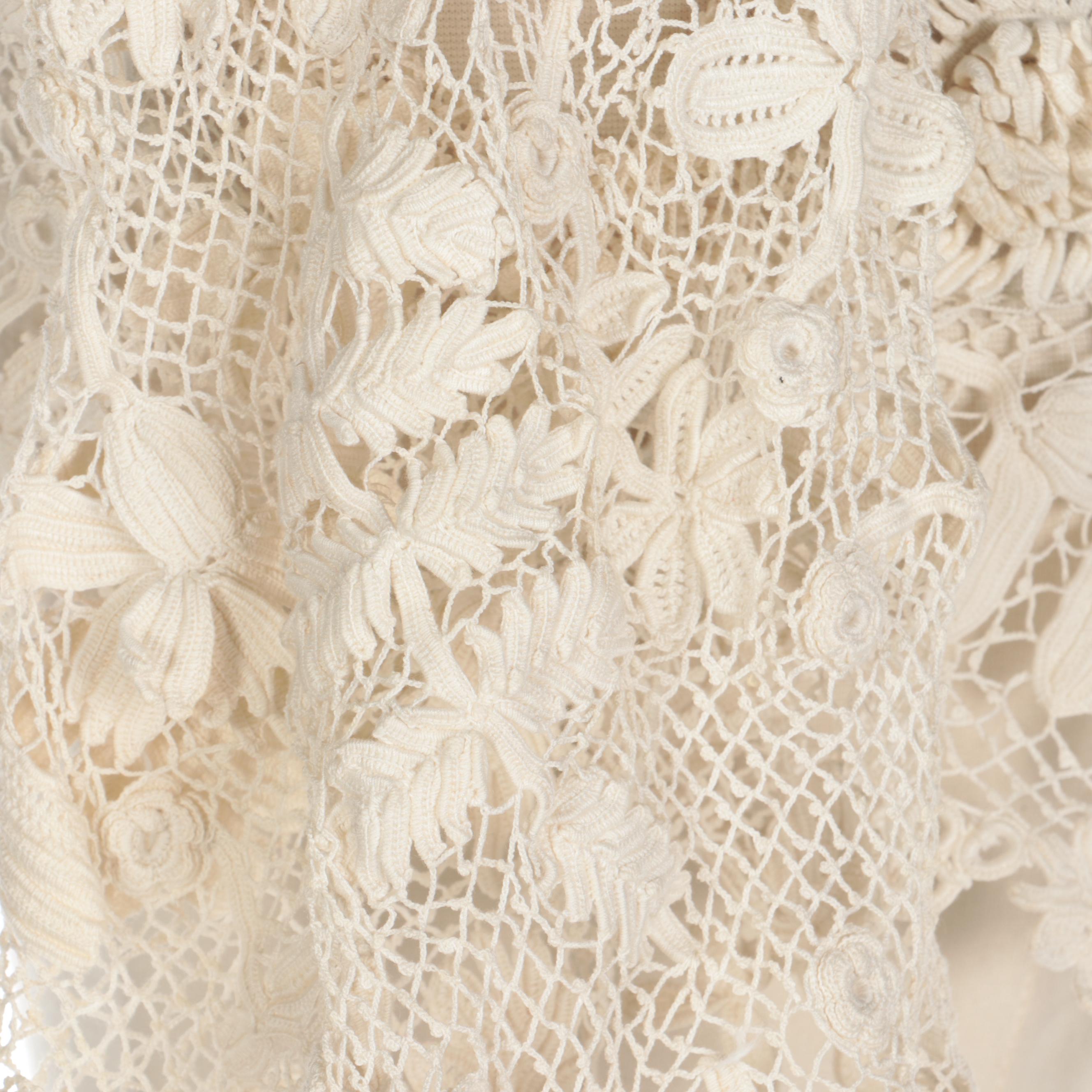 Edwardian Irish Crochet Lace Jacket with Dragonfly Accents