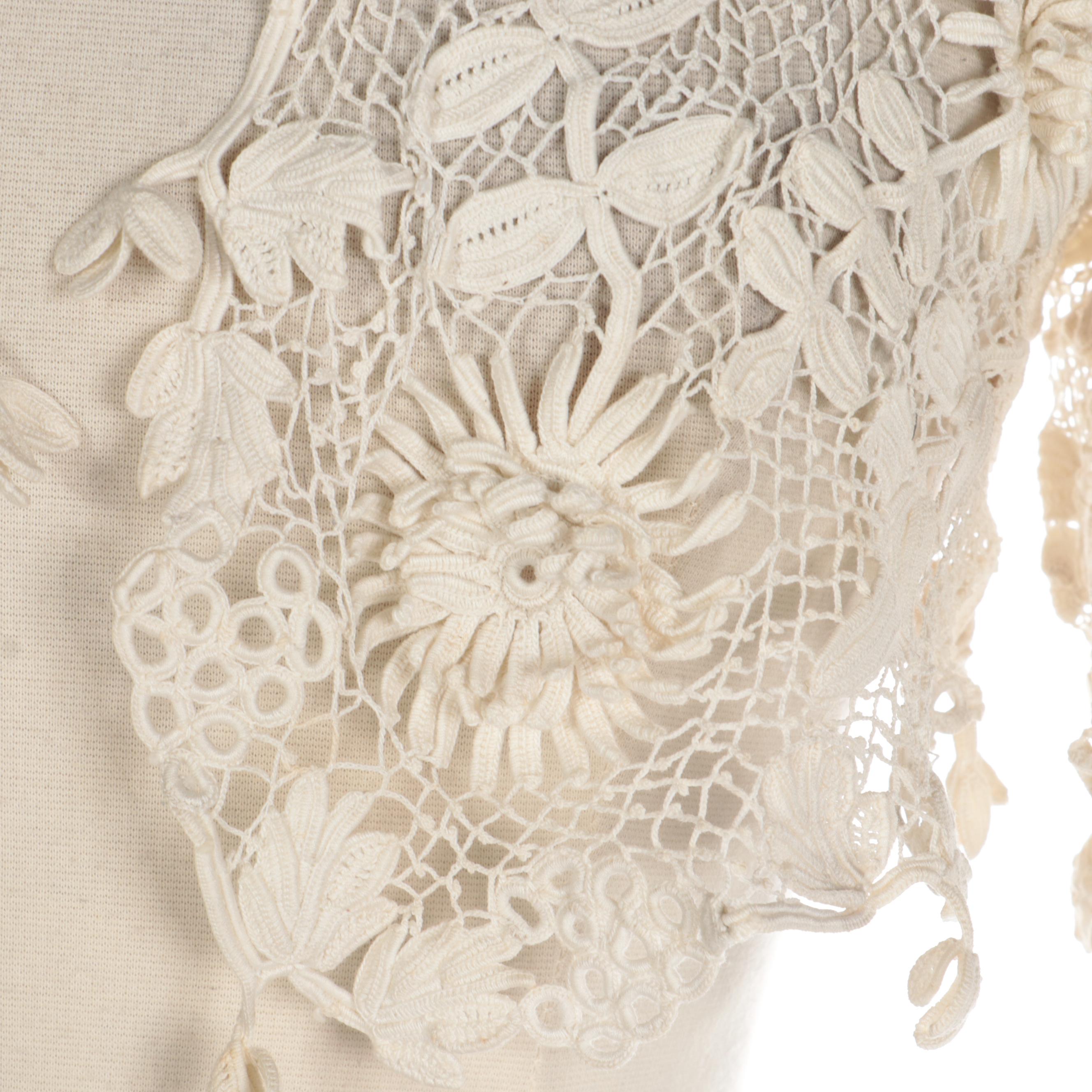 Edwardian Irish Crochet Lace Jacket with Dragonfly Accents