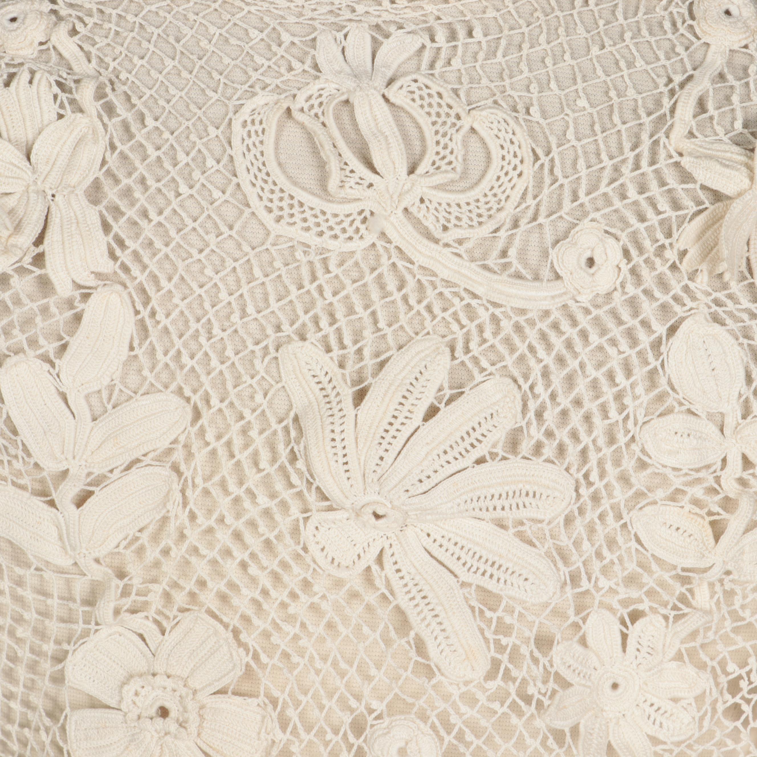 Edwardian Irish Crochet Lace Jacket with Dragonfly Accents