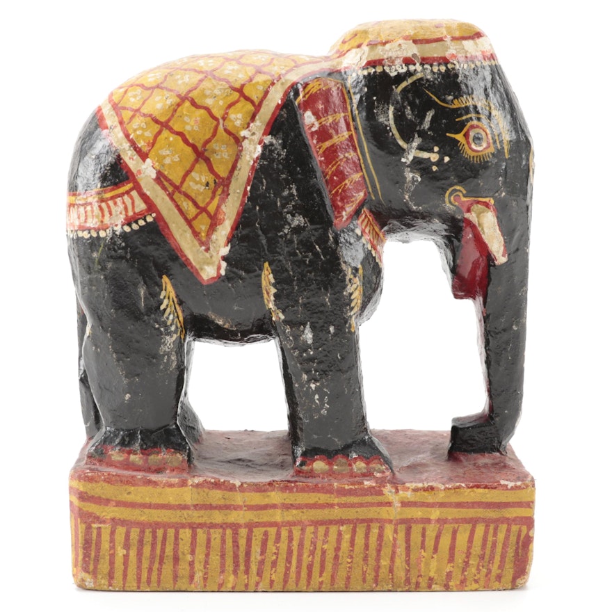 Indian Lacquered Papier-mâché Elephant Figurine