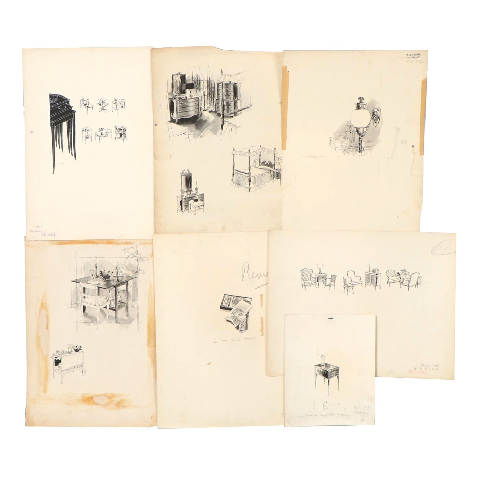 Max Walter Mid-Century Modern Furniture Illustrations for W. & J. Sloane