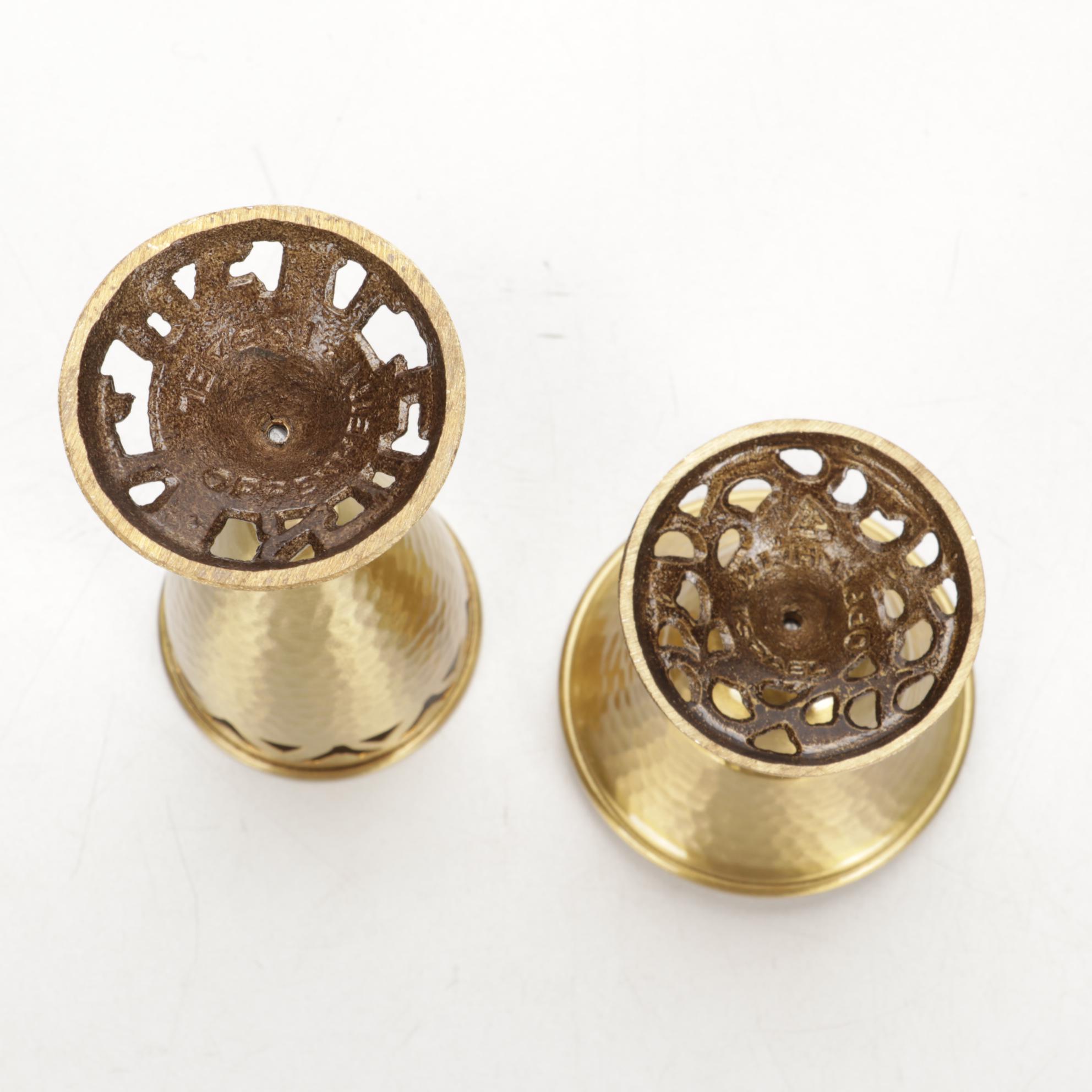 Oppenheim Handcrafted Israeli Brass Havdalah Set and Mezuzah Case