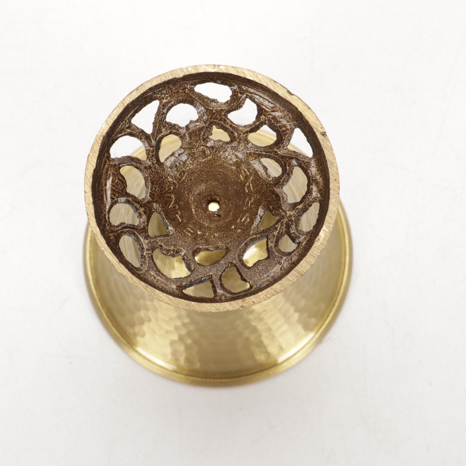 Oppenheim Handcrafted Israeli Brass Havdalah Set and Mezuzah Case