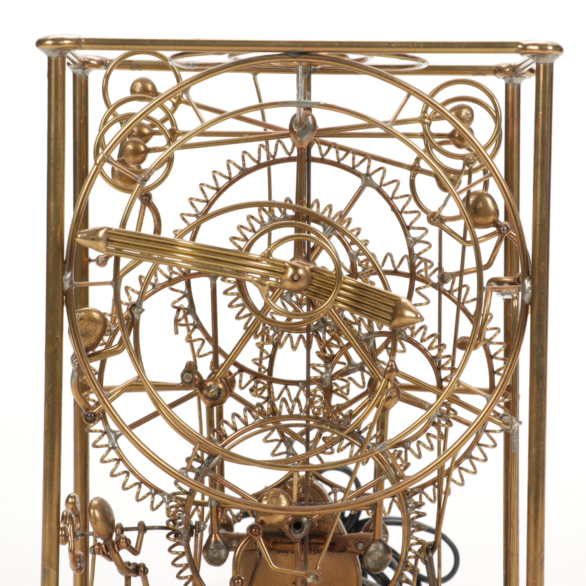 Gordon Bradt for Kinetico Studios "Six Man" Brass Kinetic Sculpture Clock