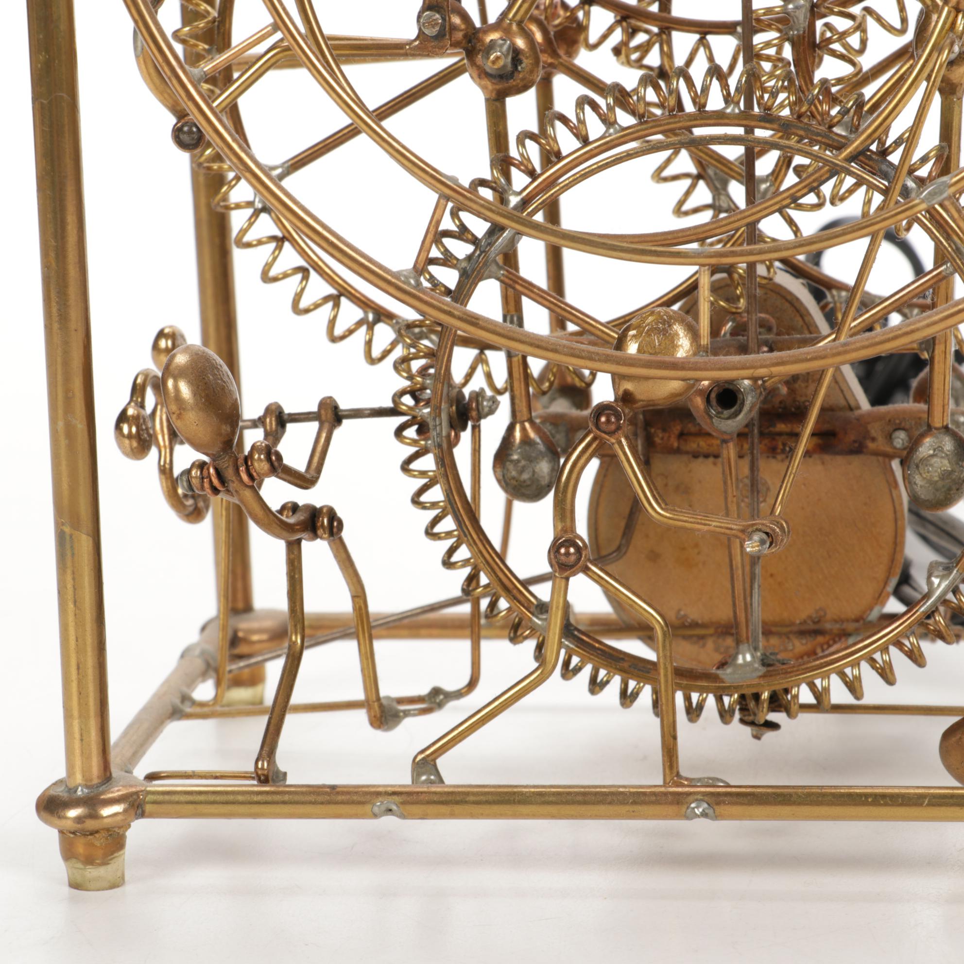 Gordon Bradt for Kinetico Studios "Six Man" Brass Kinetic Sculpture Clock