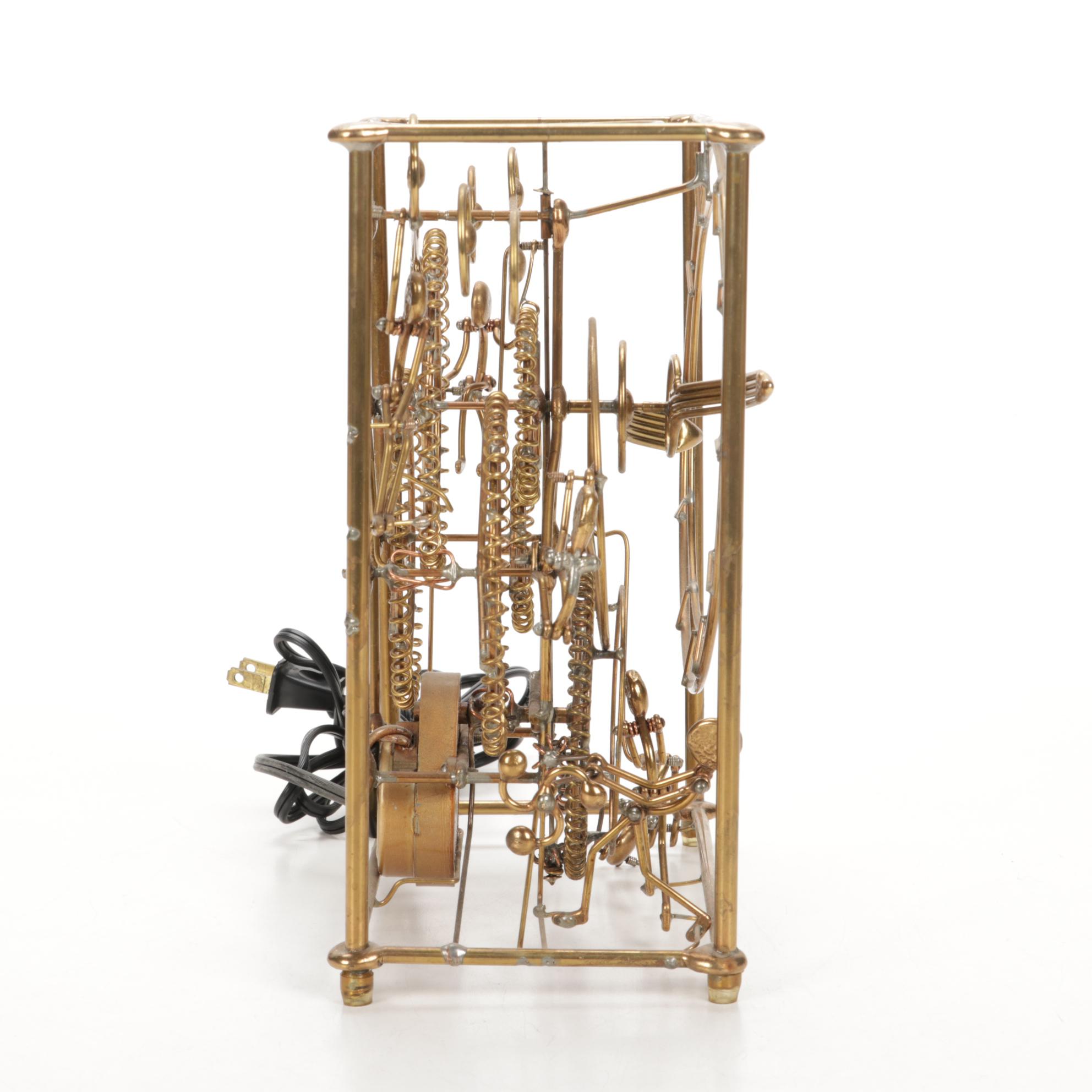 Gordon Bradt for Kinetico Studios "Six Man" Brass Kinetic Sculpture Clock