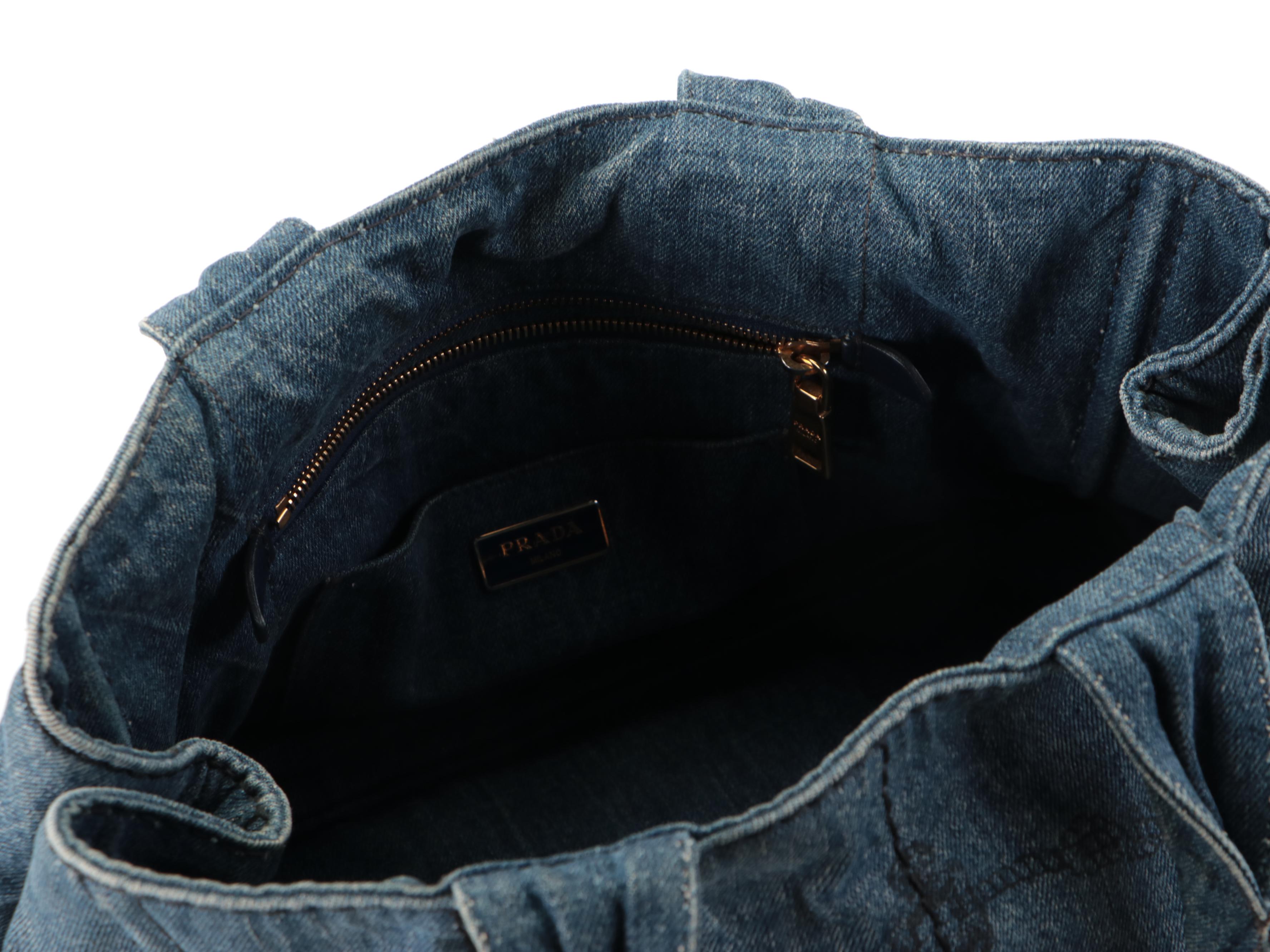 Prada Tote Bag in Blue Denim with Silkscreen Print Logo