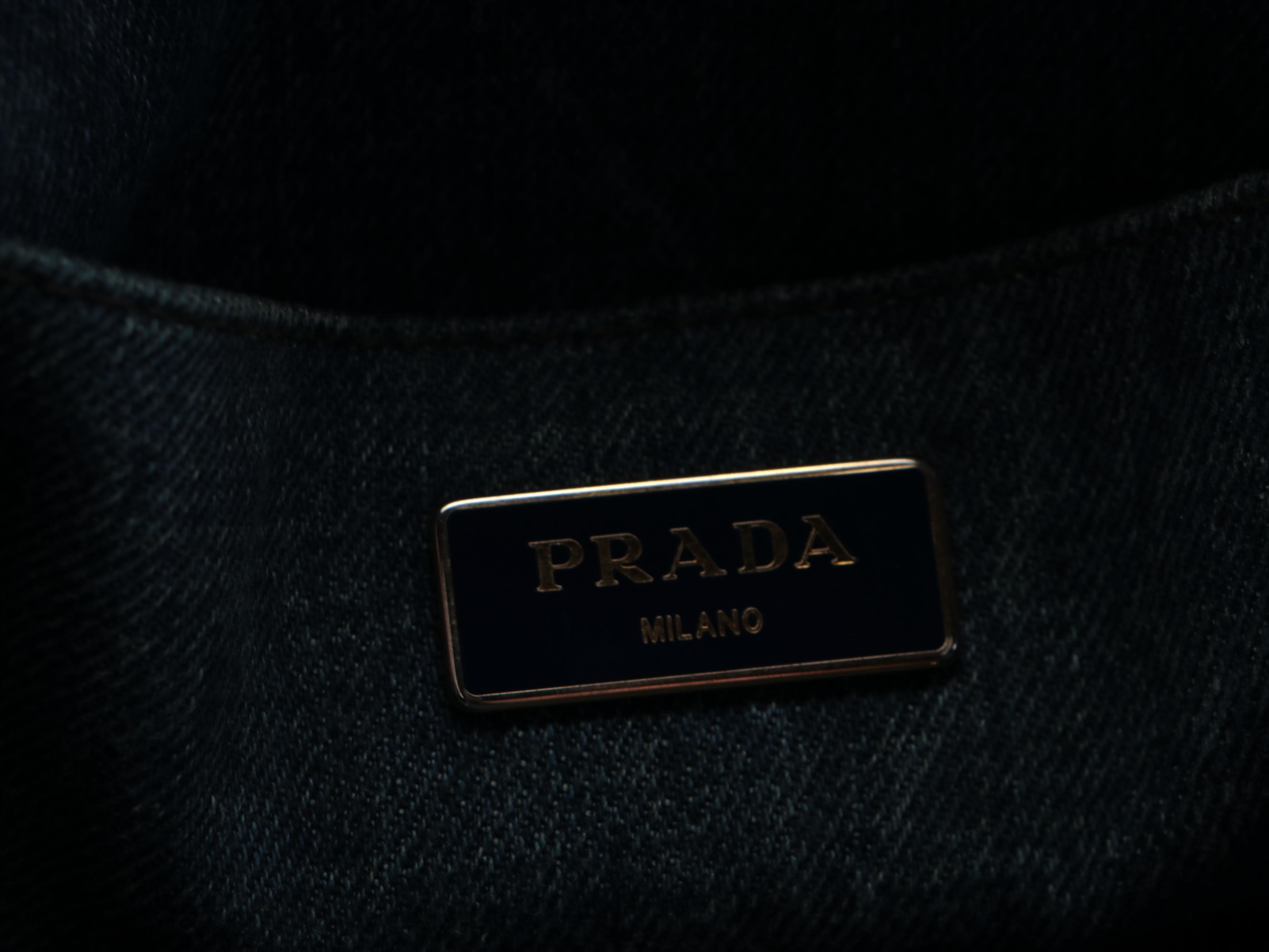 Prada Tote Bag in Blue Denim with Silkscreen Print Logo