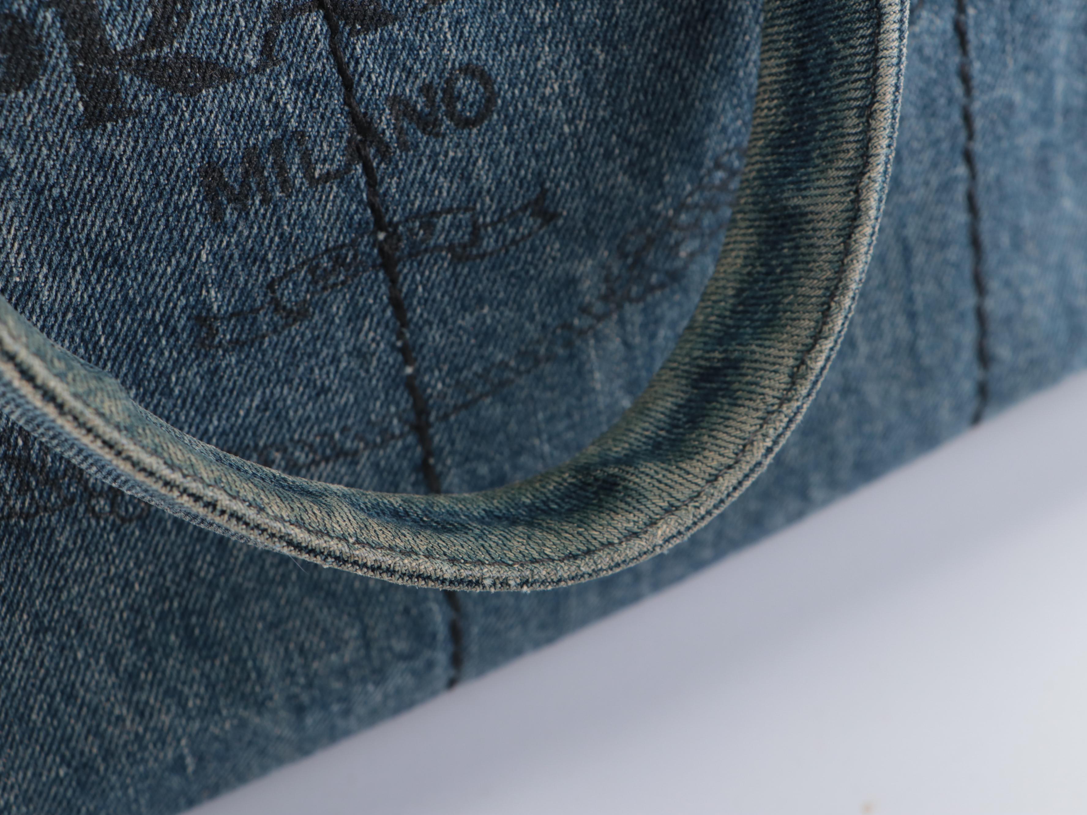 Prada Tote Bag in Blue Denim with Silkscreen Print Logo