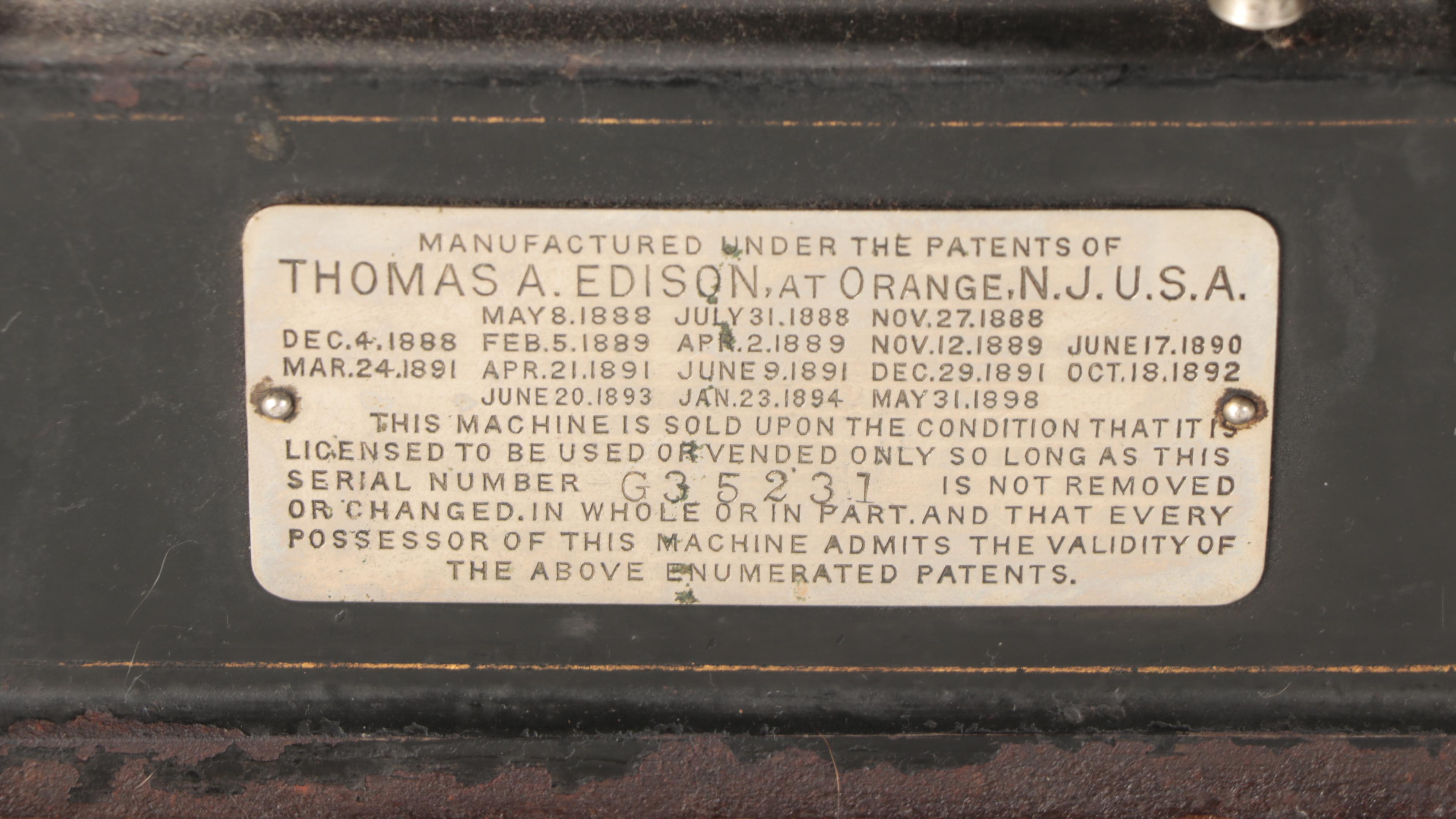 Thomas A. Edison "GEM" Phonograph Record Player with Cylinder Records