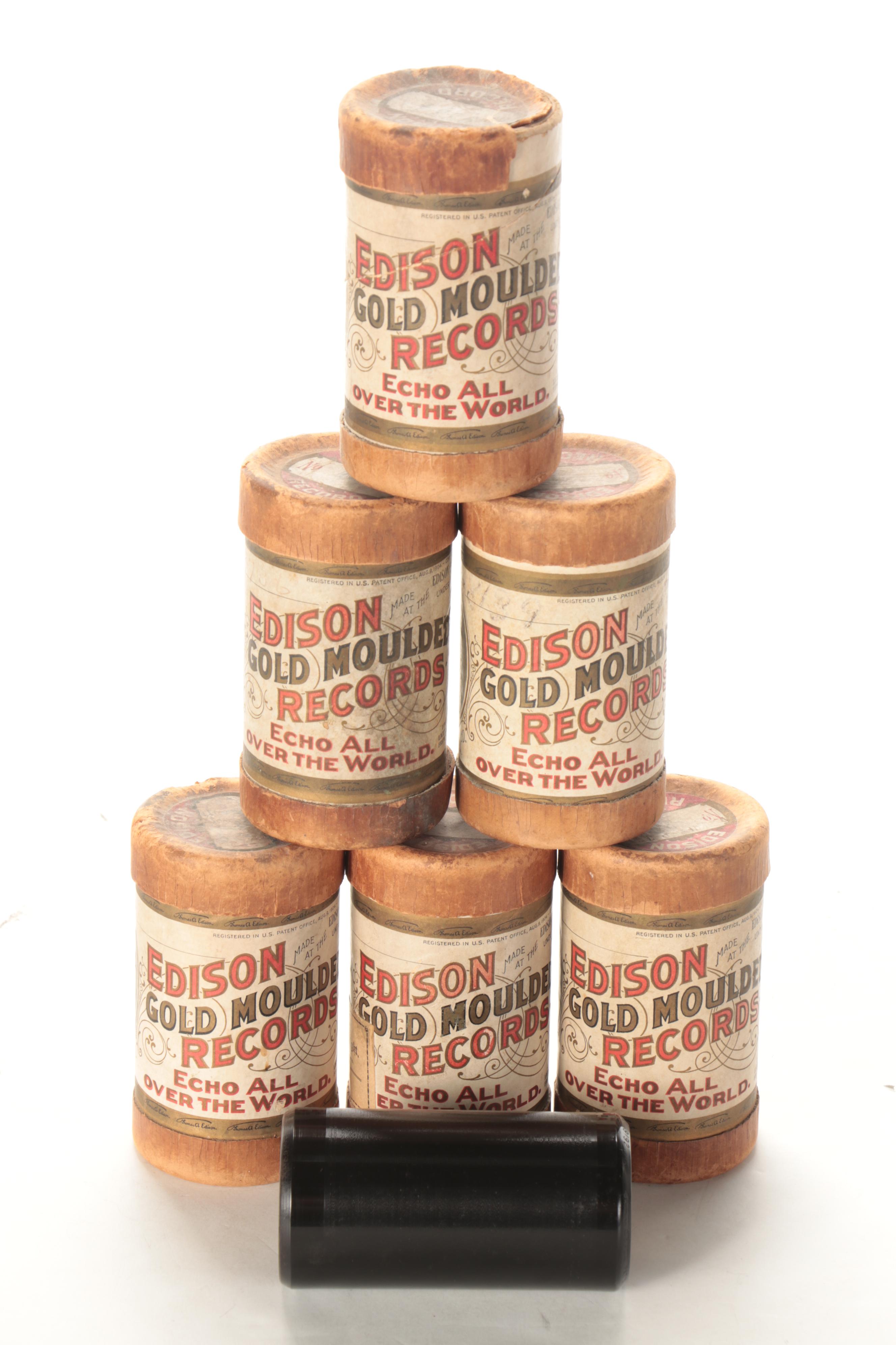 Thomas A. Edison "GEM" Phonograph Record Player with Cylinder Records