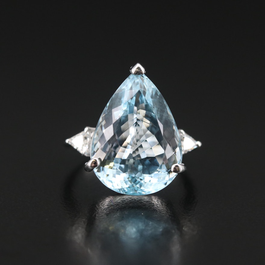 18K 10.95 CT Aquamarine and Diamond Ring