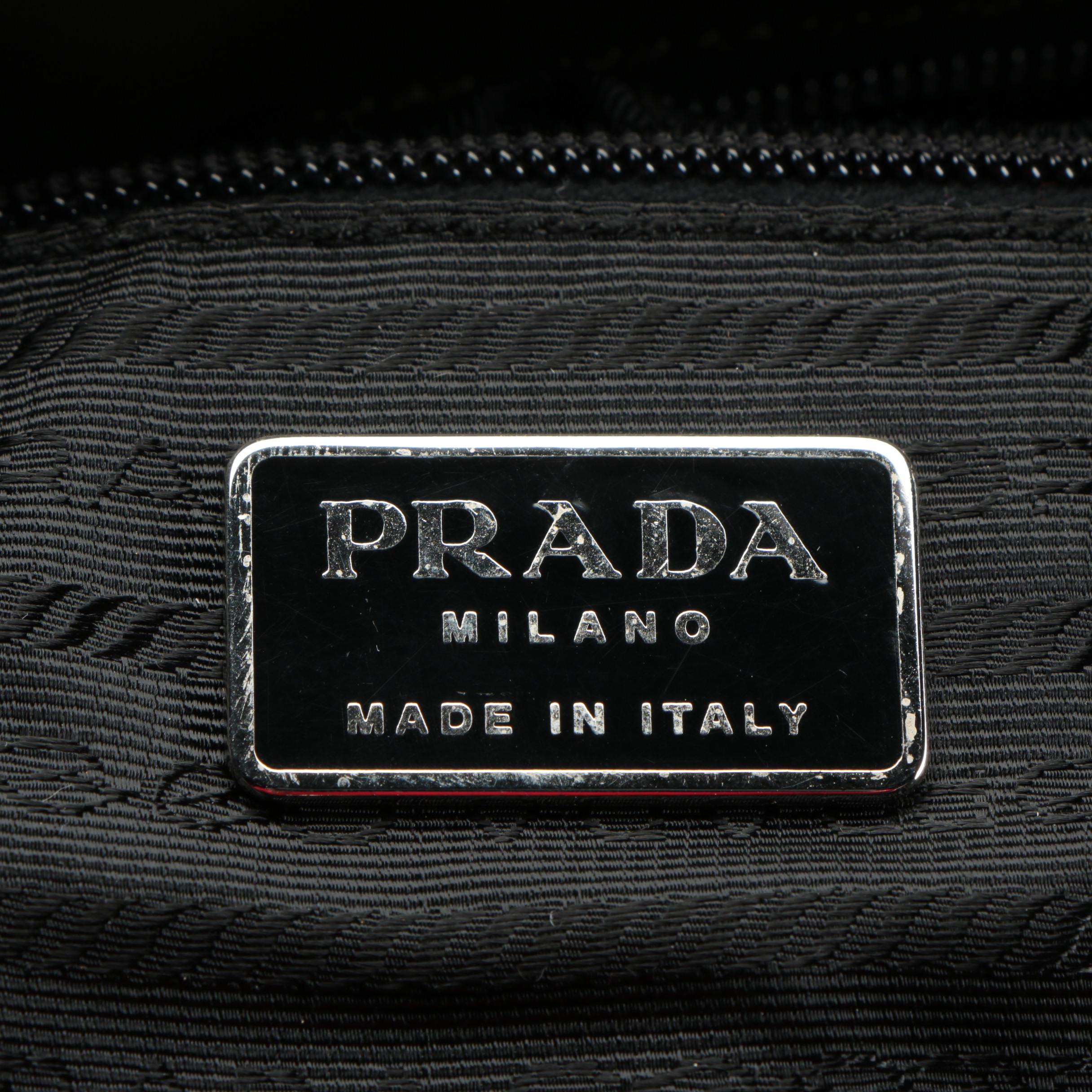 Prada Shoulder Tote Bag in Olive Green Nylon Tessuto and Olive Leather