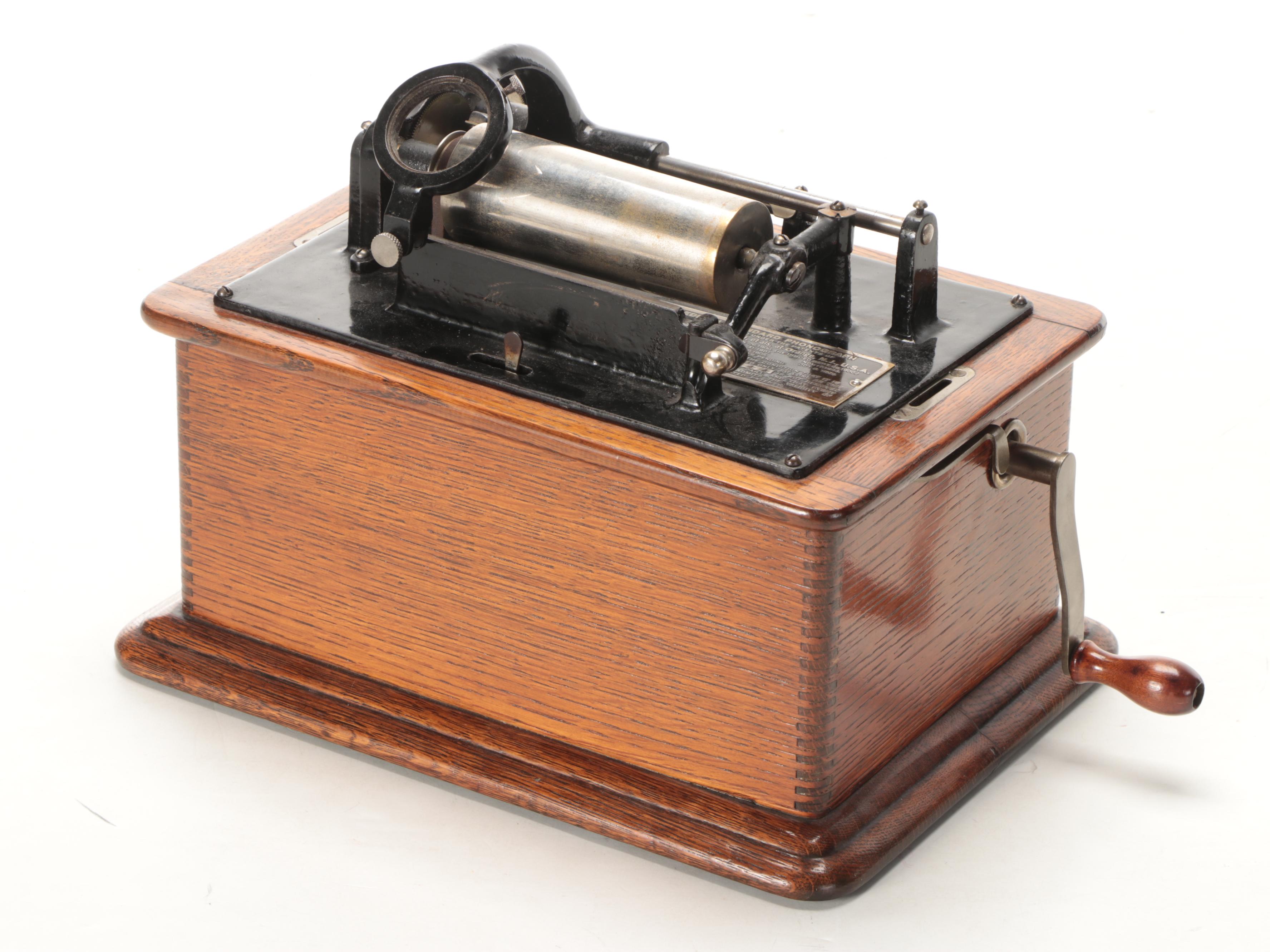 Edison Standard Phonograph Model C Player with Edison Cylinder Records